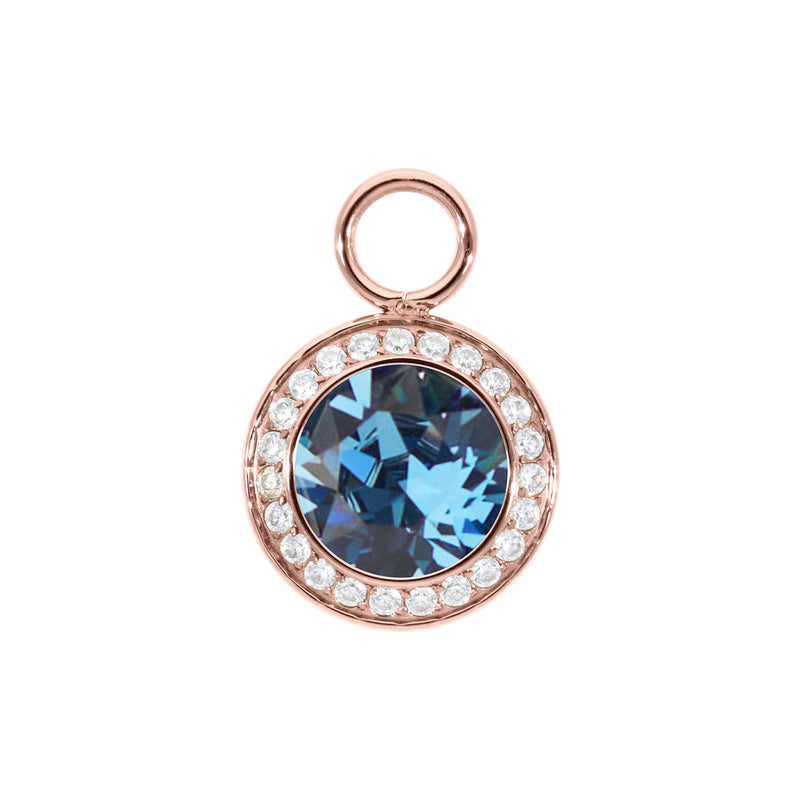 Tondo Deluxe Charm 0.51" - Rose Gold Denim Blue