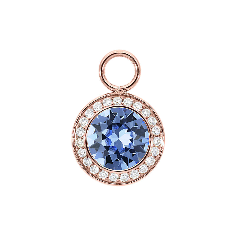 Tondo Deluxe Charm 0.51" - Rose Gold light sapphire