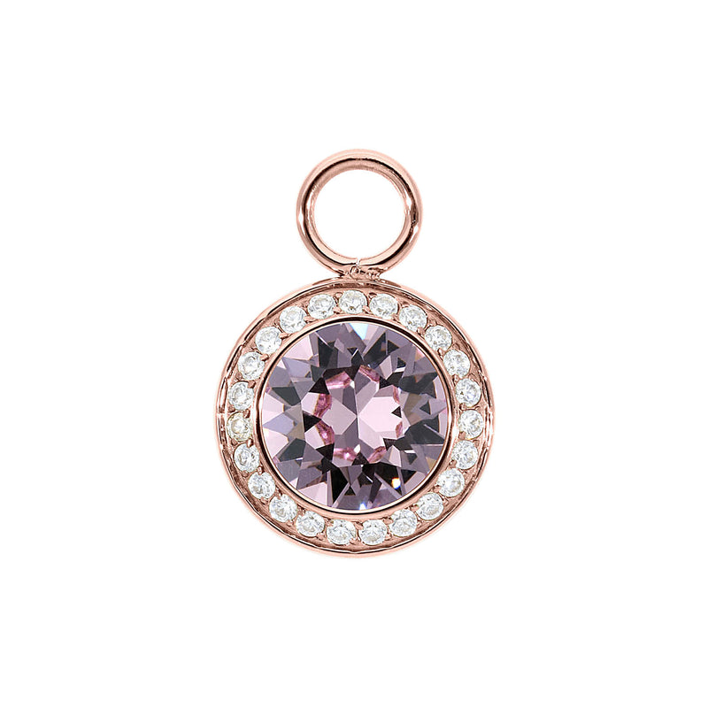 Tondo Deluxe Charm 0.51" - Rose Gold light amethyst