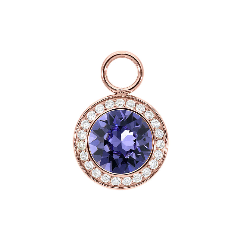 Tondo Deluxe Charm 0.51" - Rose Gold tanzanite