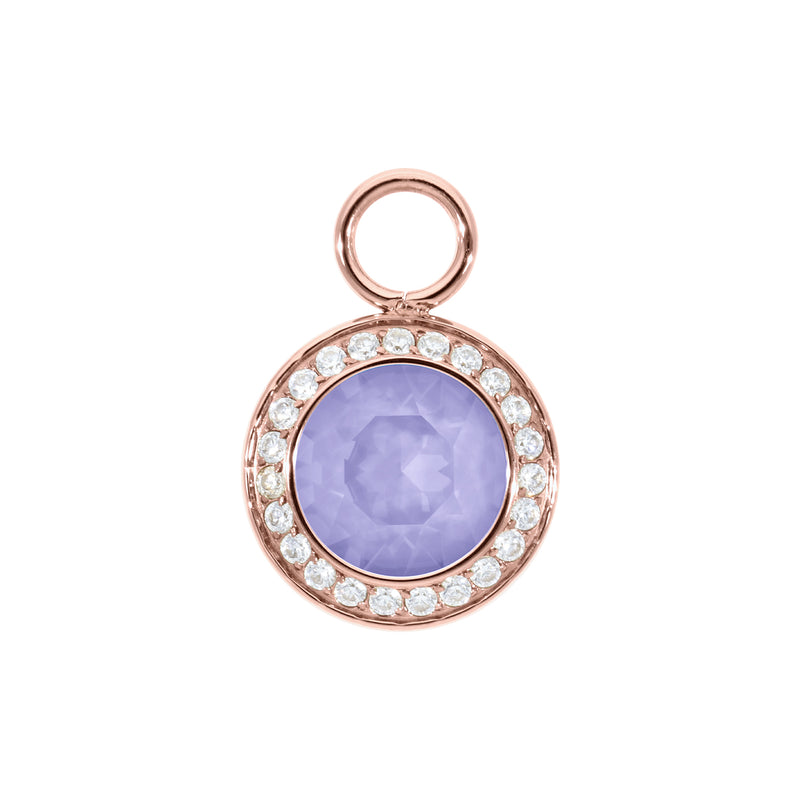 Tondo Deluxe Charm 0.51" - Rose Gold Crystal Purple Ignite