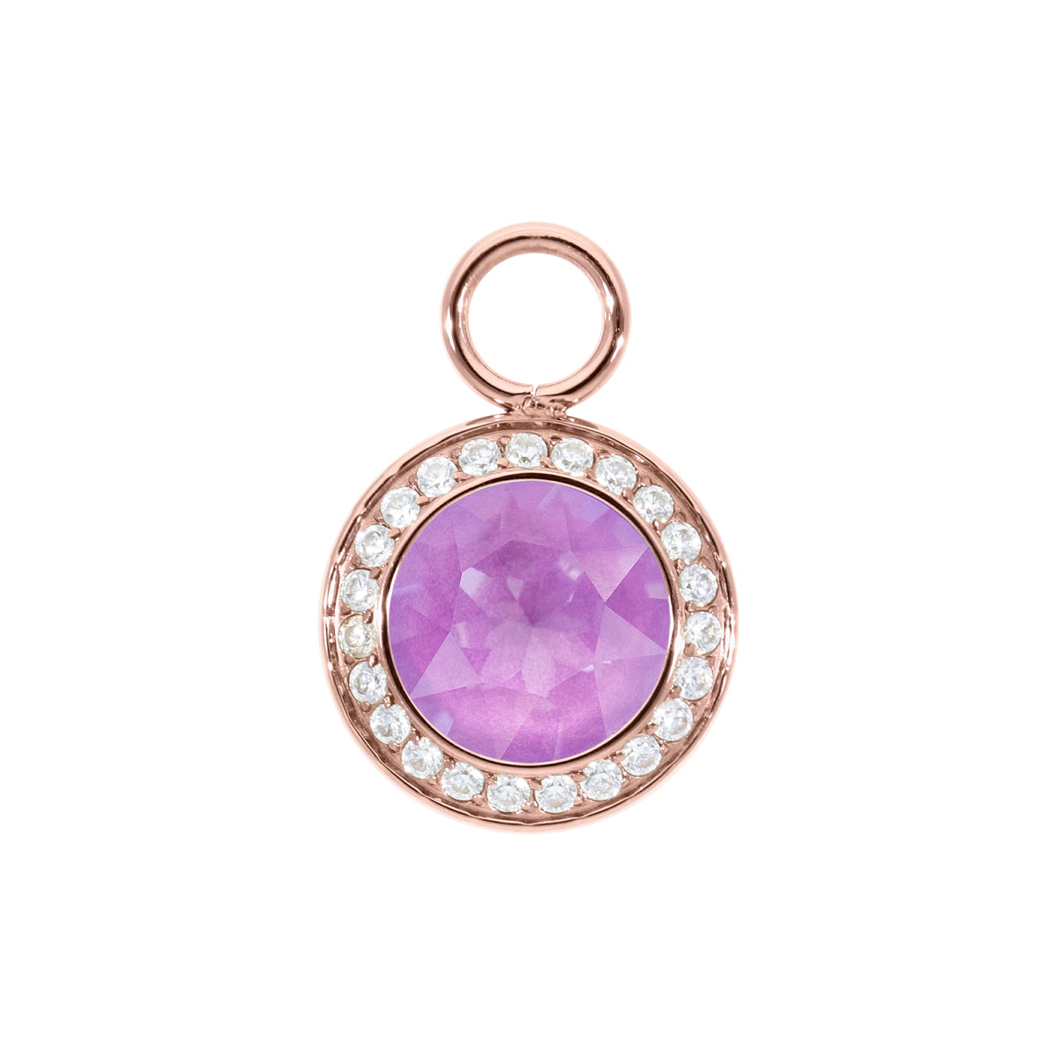 Tondo Deluxe Charm 0.51" - Rose Gold Crystal Electric Violet Ignite