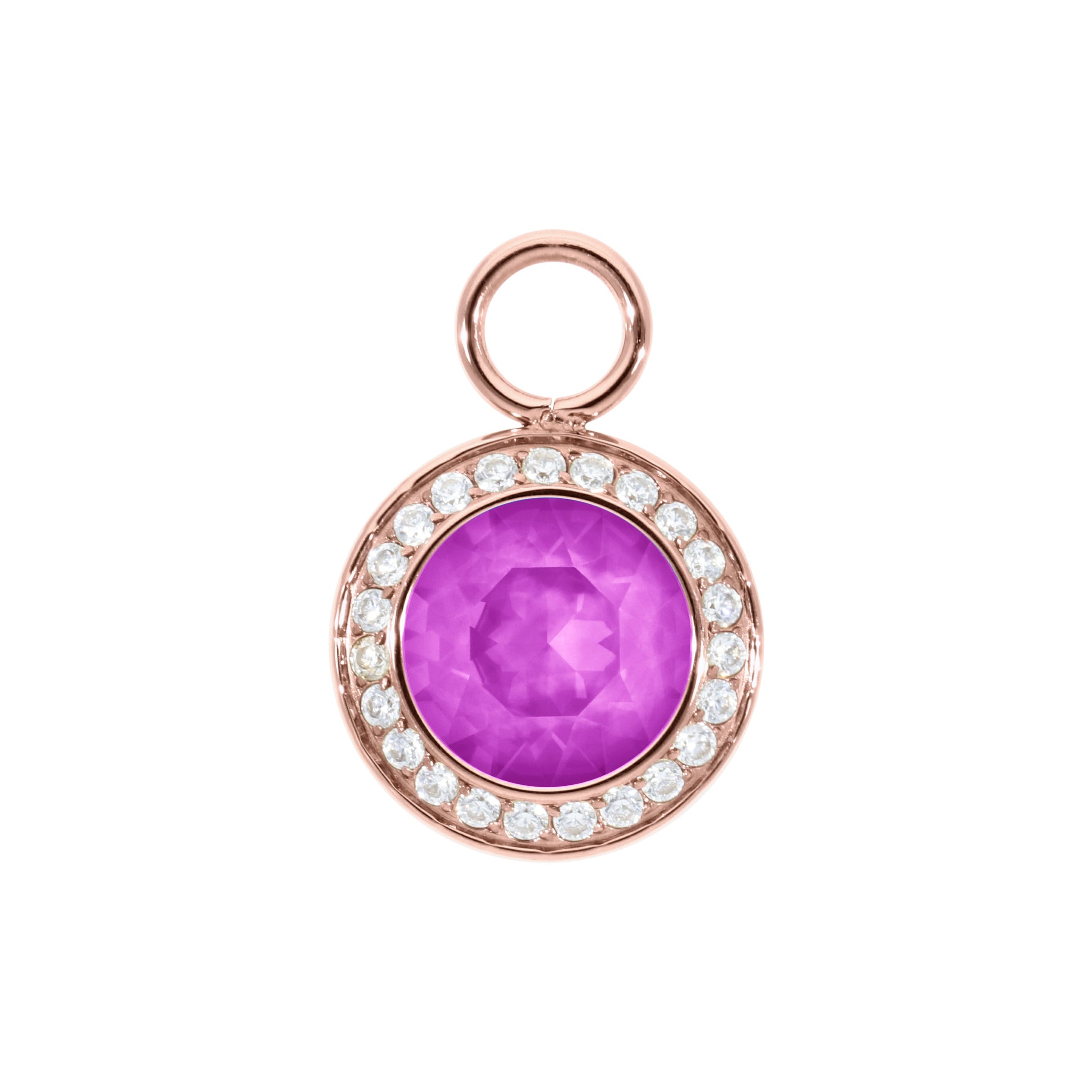 Tondo Deluxe Charm 0.51" - Rose Gold Crystal Electric Violet Ignite