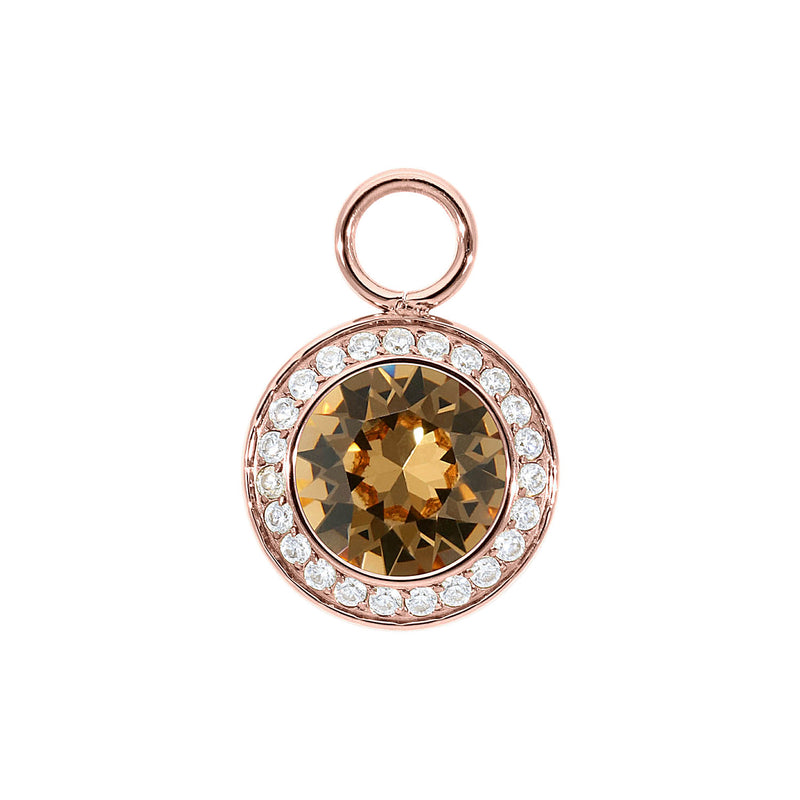 Tondo Deluxe Charm 0.51" - Rose Gold light colorado topaz