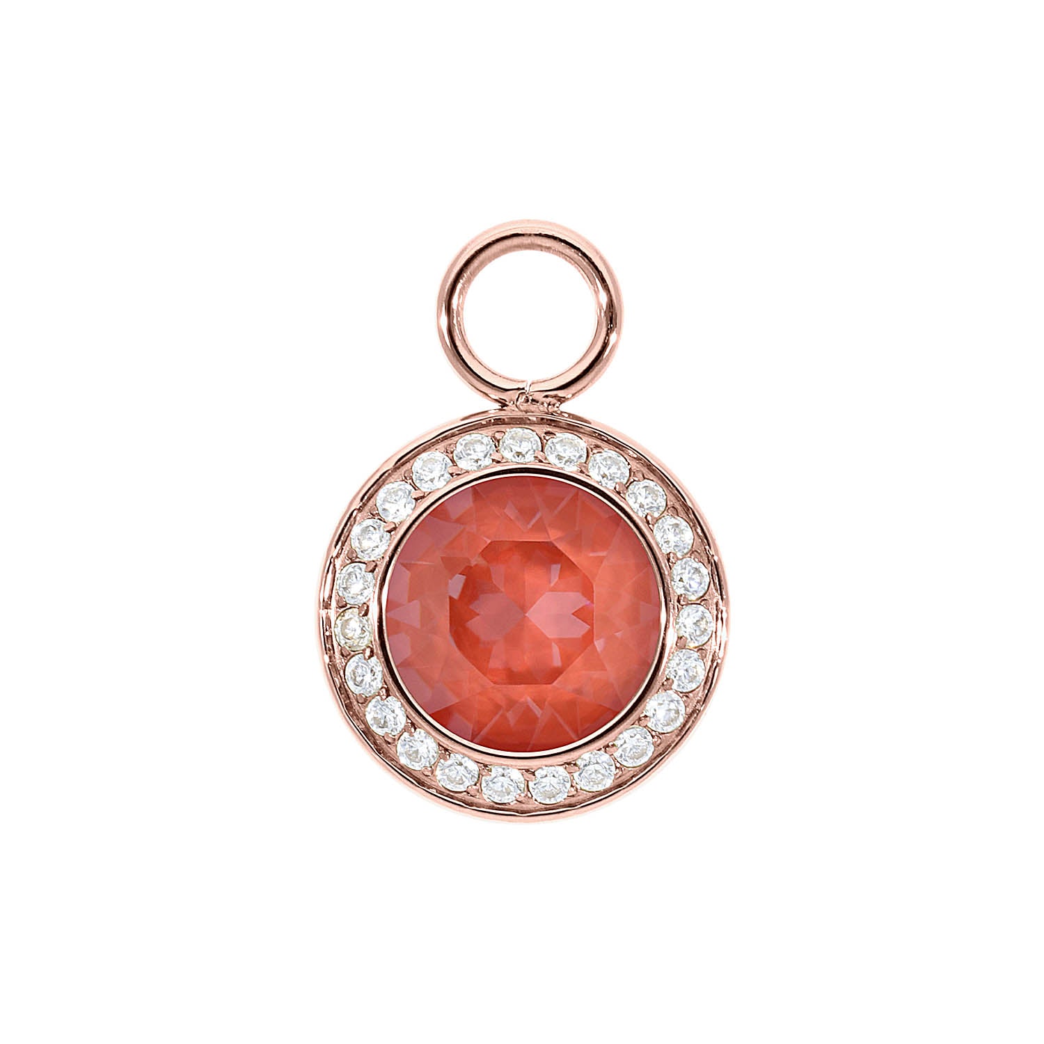 Tondo Deluxe Charm 0.51" - Rose Gold crystal maroon ignite