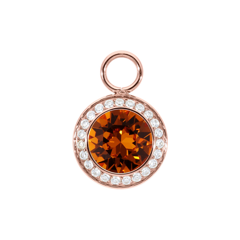 Tondo Deluxe Charm 0.51" - Rose Gold Smoked Topaz
