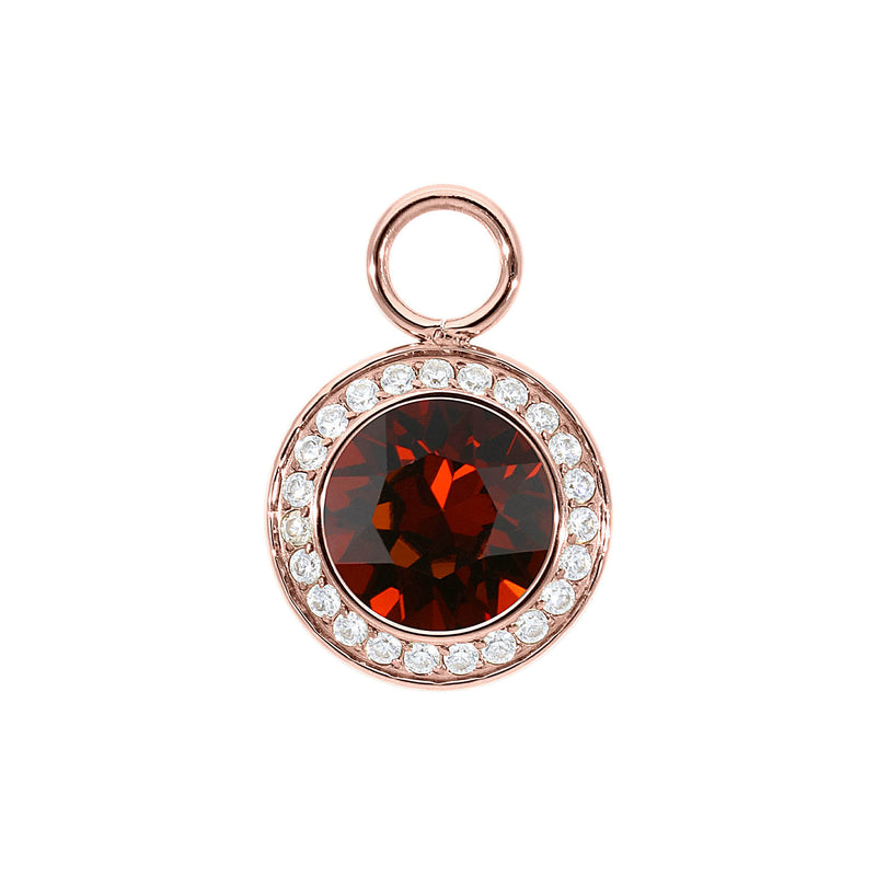 Tondo Deluxe Charm 0.51" - Rose Gold smoked amber