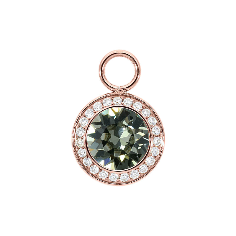 Tondo Deluxe Charm 0.51" - Rose Gold black diamond