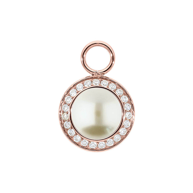 Tondo Deluxe Charm 0.51" - Rose Gold cream pearl