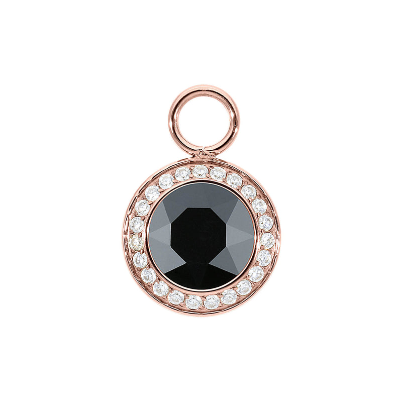 Tondo Deluxe Charm 0.51" - Rose Gold jet hematite