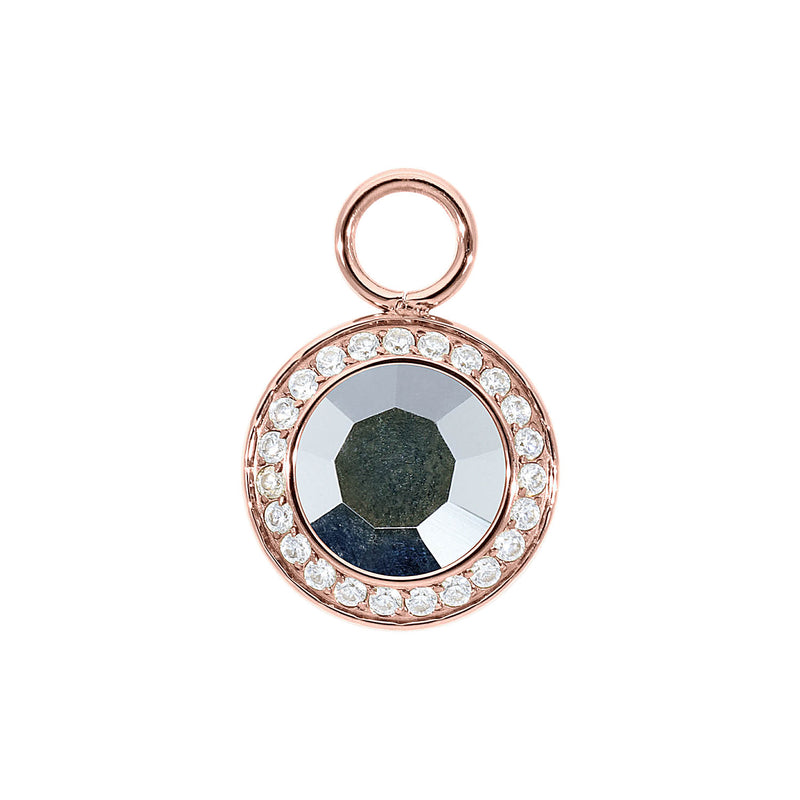 Tondo Deluxe Charm 0.51" - Rose Gold crystal labrador