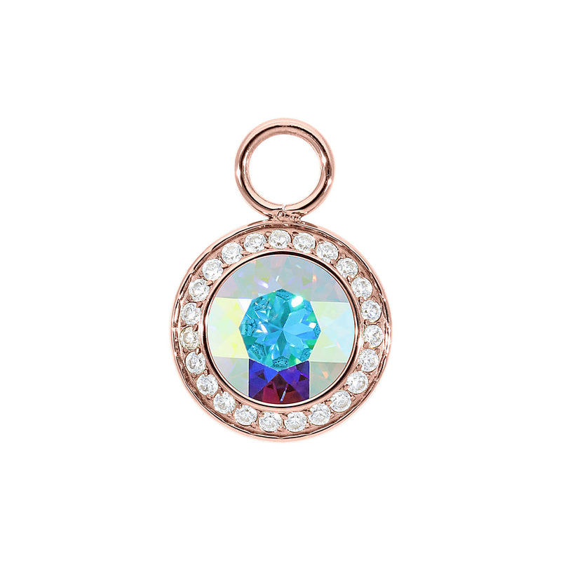 Tondo Deluxe Charm 0.51" - Rose Gold crystal aurora boreale