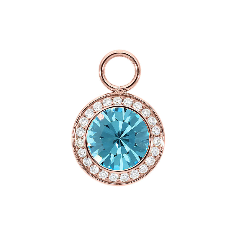 Tondo Deluxe Charm 0.51" - Rose Gold aquamarine