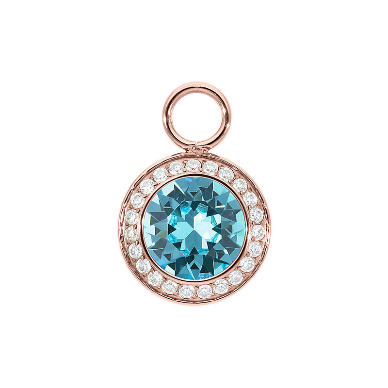 Tondo Deluxe Charm 0.51" - Rose Gold Light Turquoise