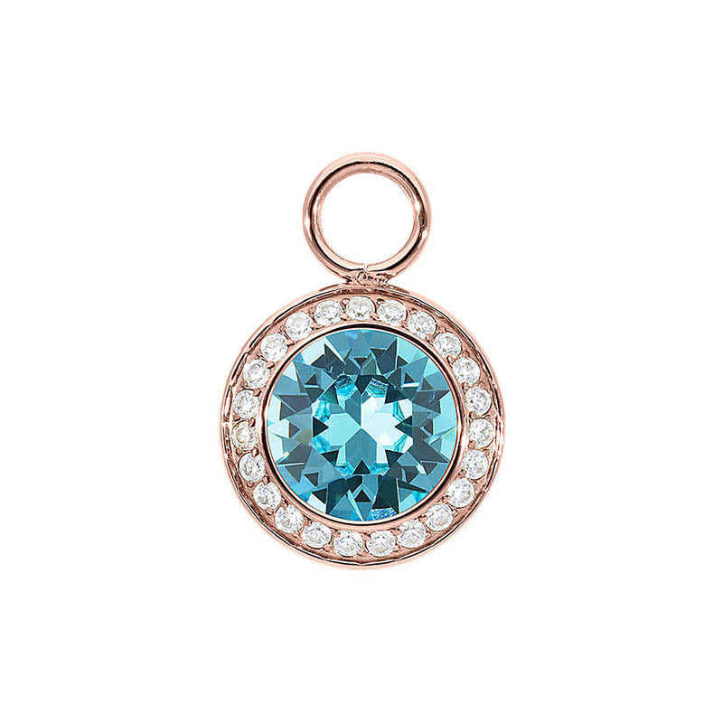Tondo Deluxe Charm 0.51" - Rose Gold Light Turquoise