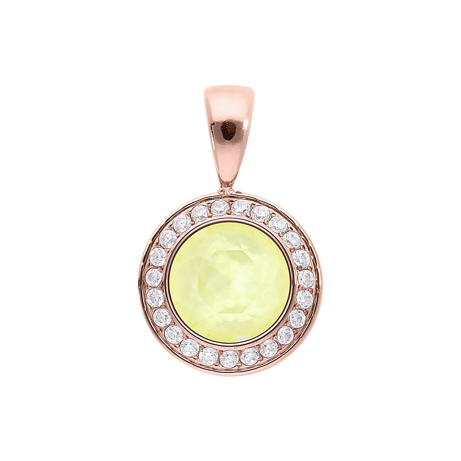 Tondo Deluxe Pendant 0.51" - Rose Gold crystal soft yellow ignite