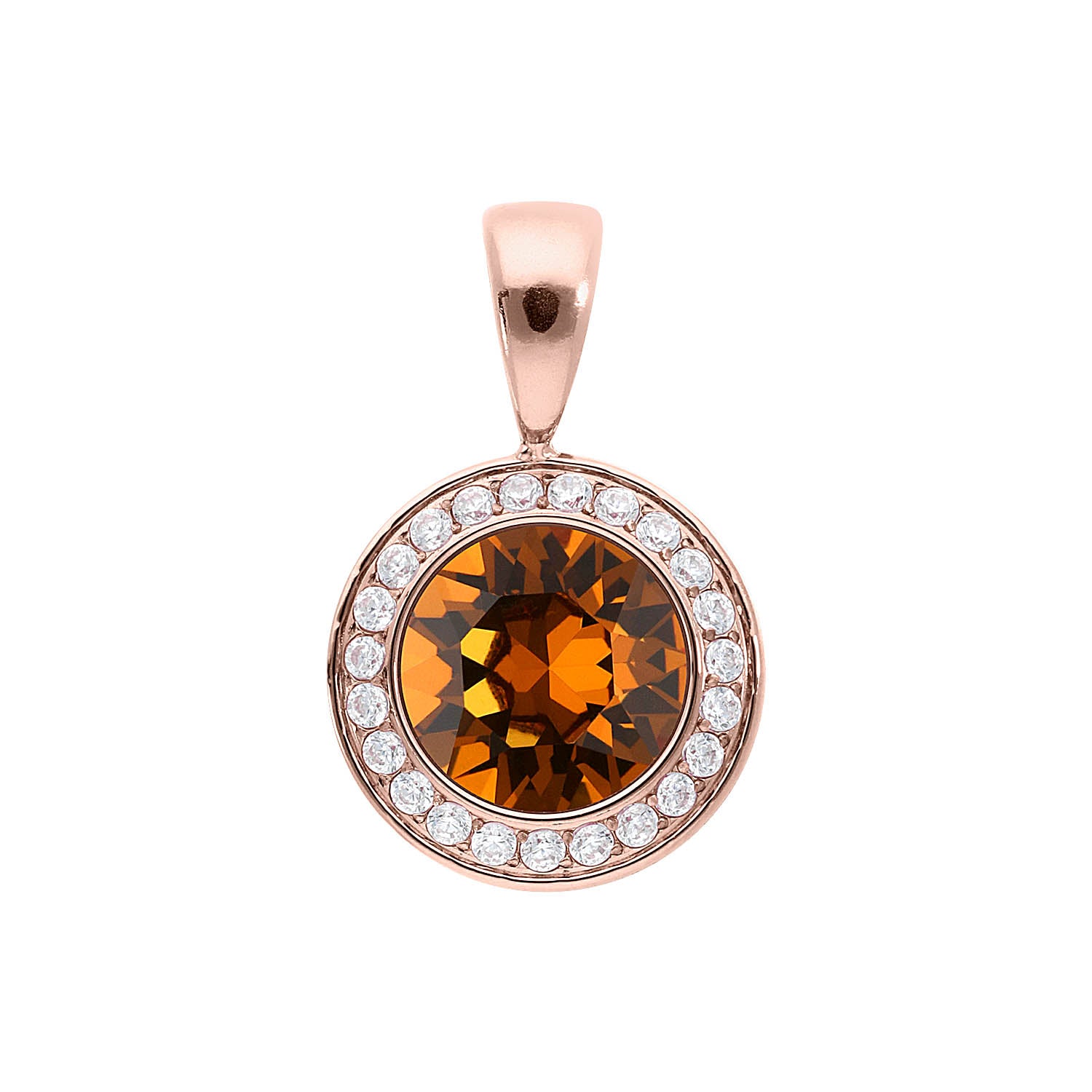 Tondo Deluxe Pendant 0.51" - Rose Gold light amber