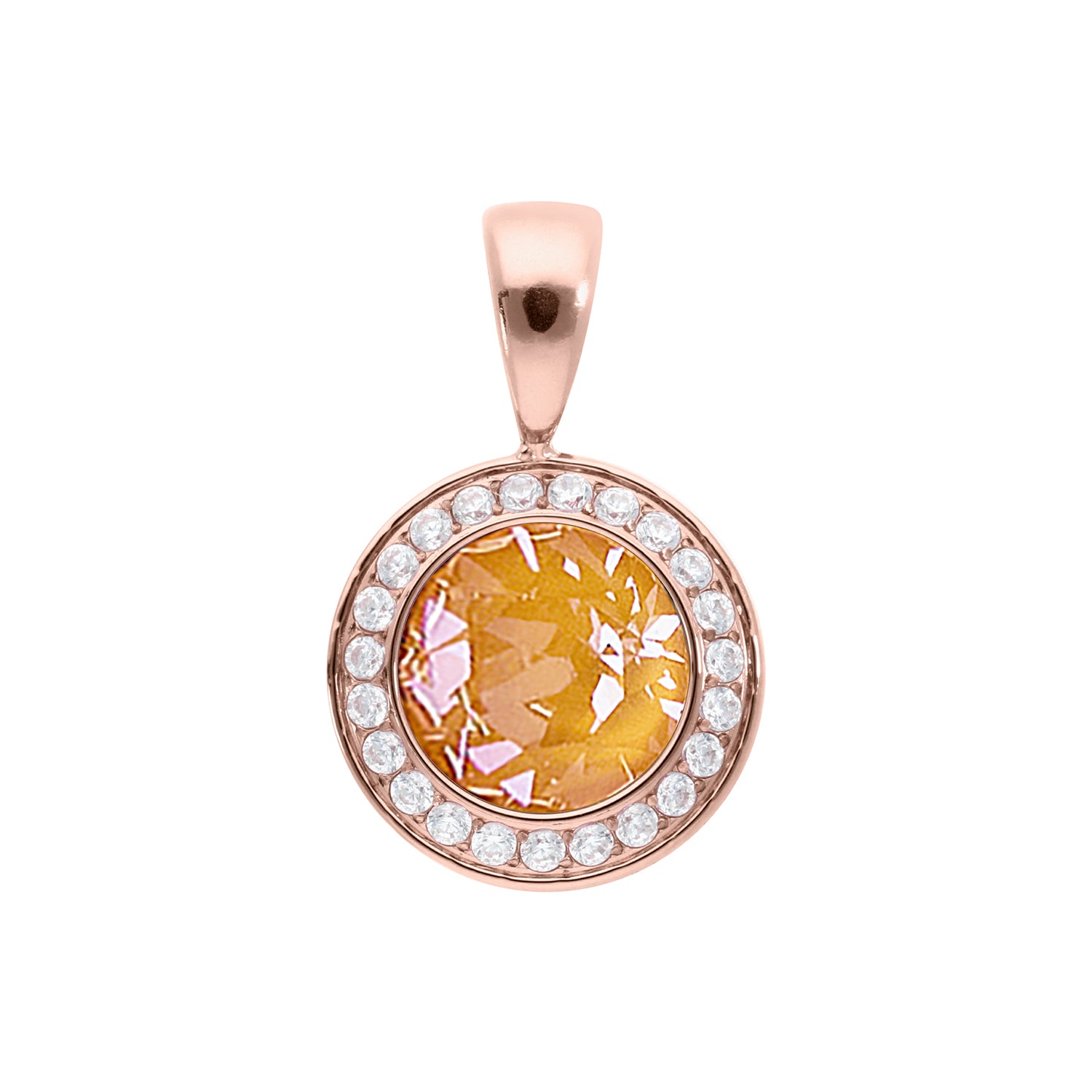 Tondo Deluxe Pendant 0.51" - Rose Gold Crystal Mango Ignite