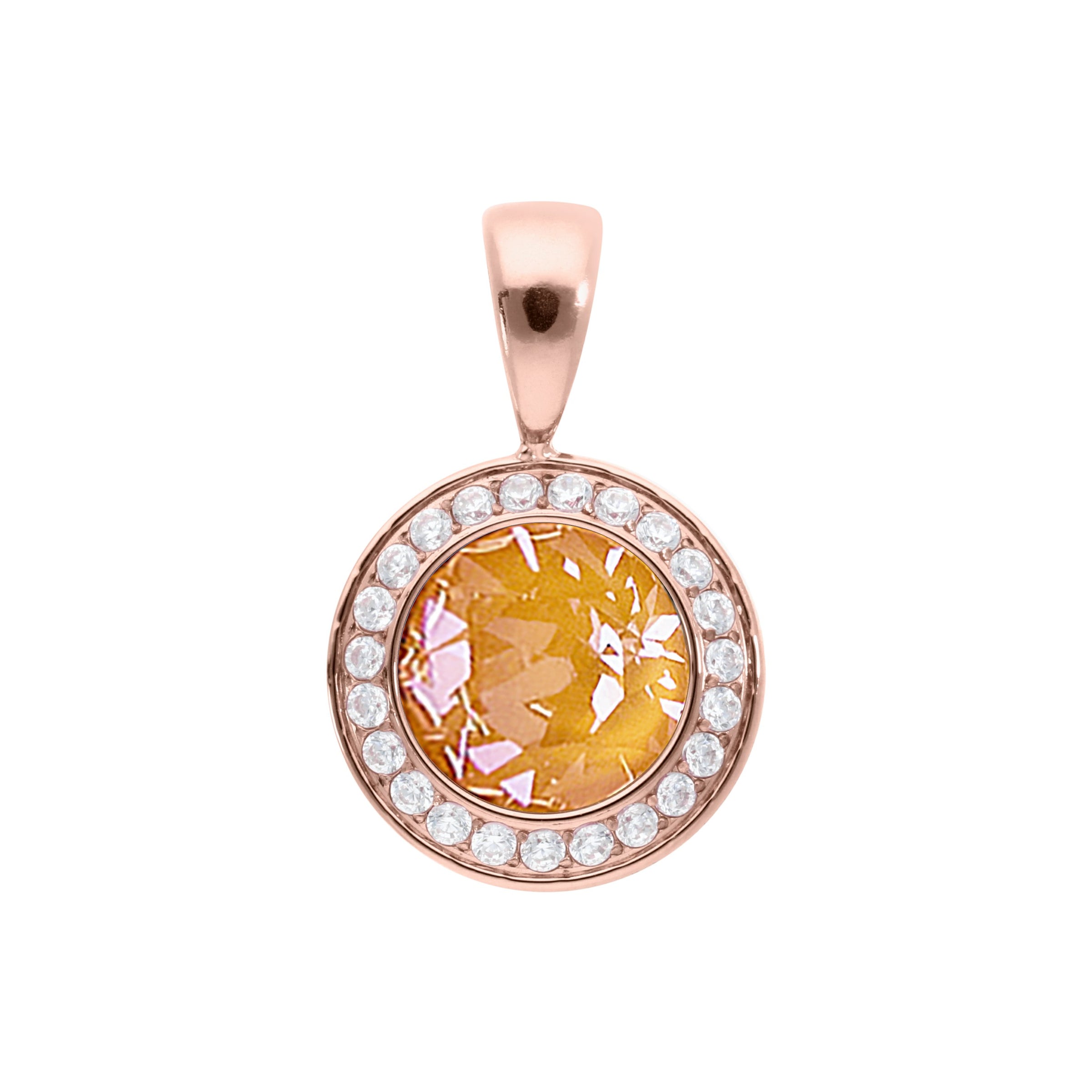 Tondo Deluxe Pendant 0.51" - Rose Gold Crystal Mango Ignite