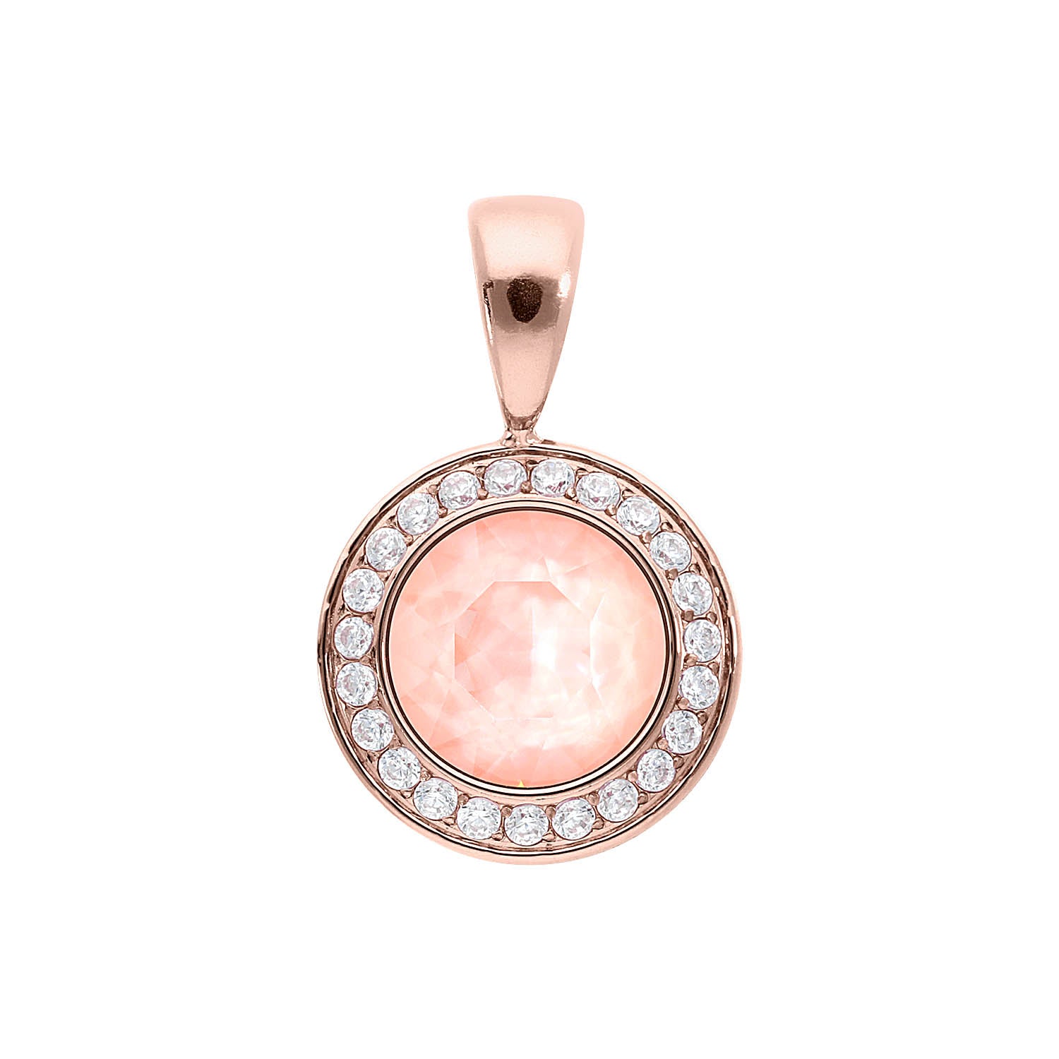 Tondo Deluxe Pendant 0.51" - Rose Gold Crystal Flamingo Ignite
