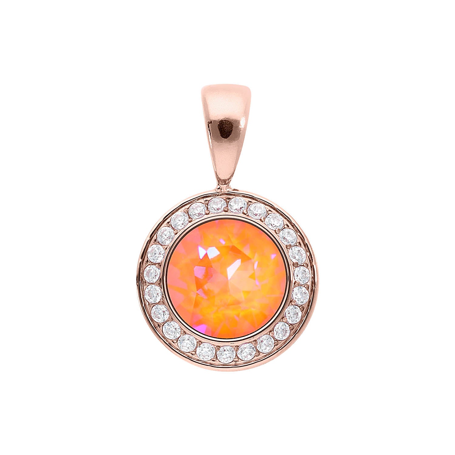Tondo Deluxe Pendant 0.51" - Rose Gold crystal orange glow delite
