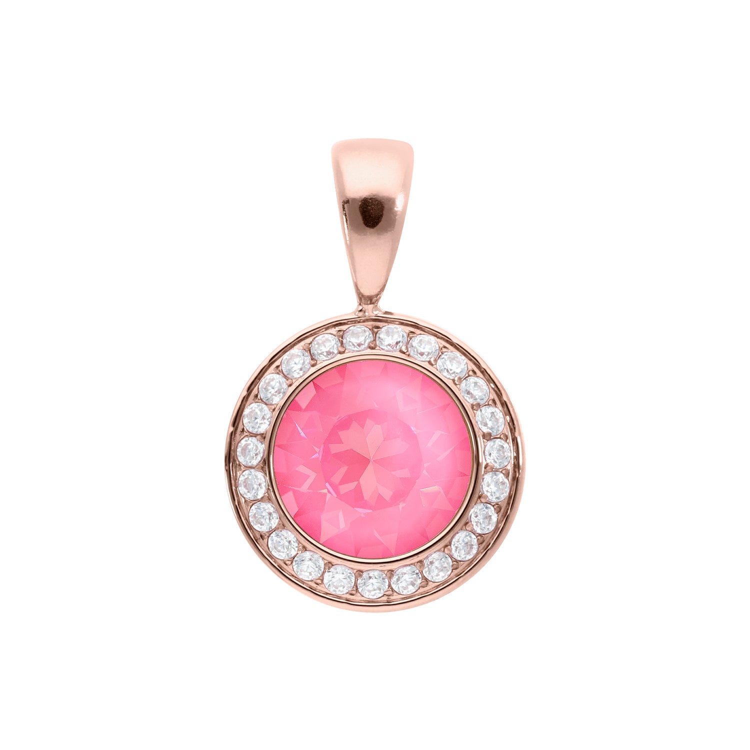 Tondo Deluxe Pendant 0.51" - Rose Gold Crystal Dahlia Ignite