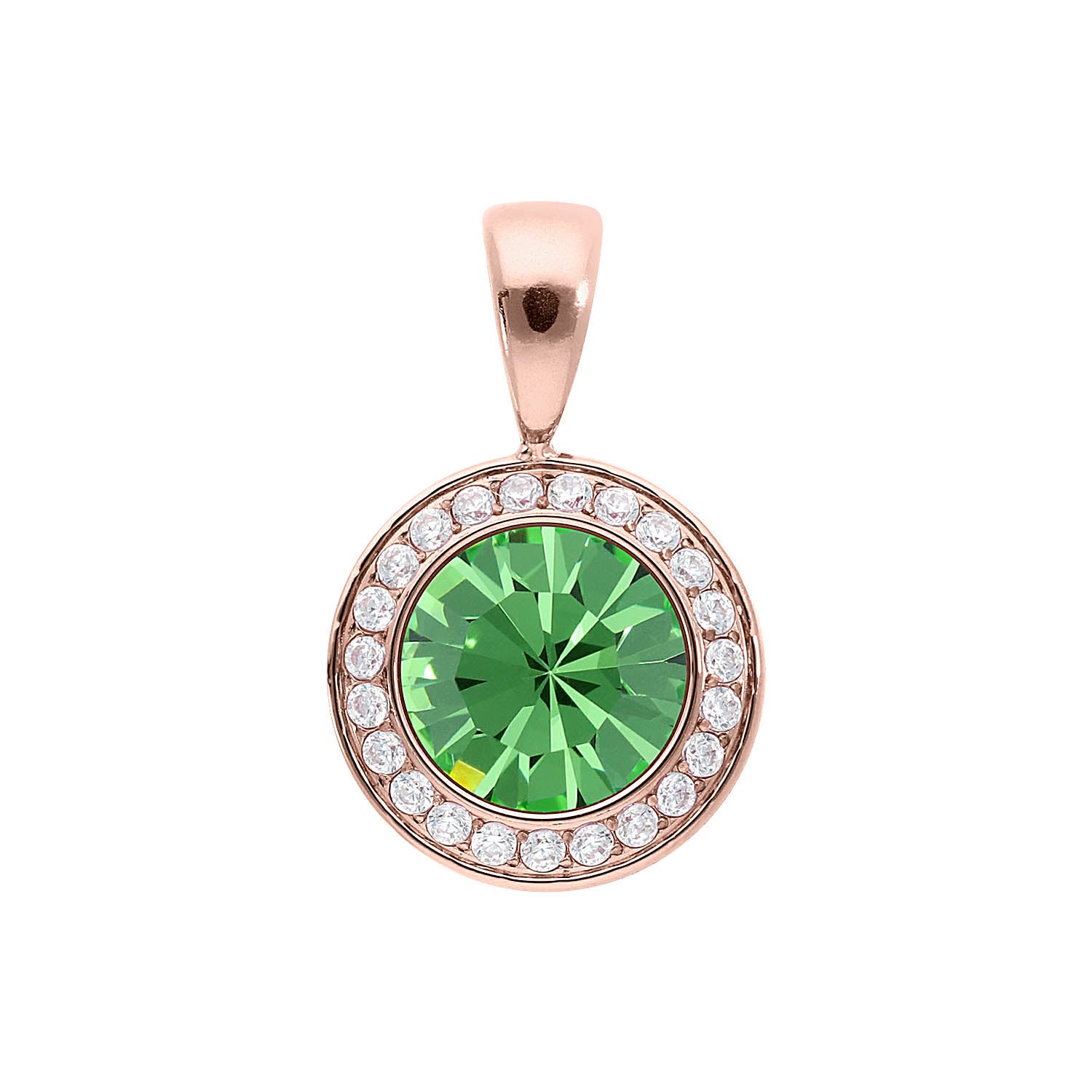 Tondo Deluxe Pendant 0.51" - Rose Gold peridot