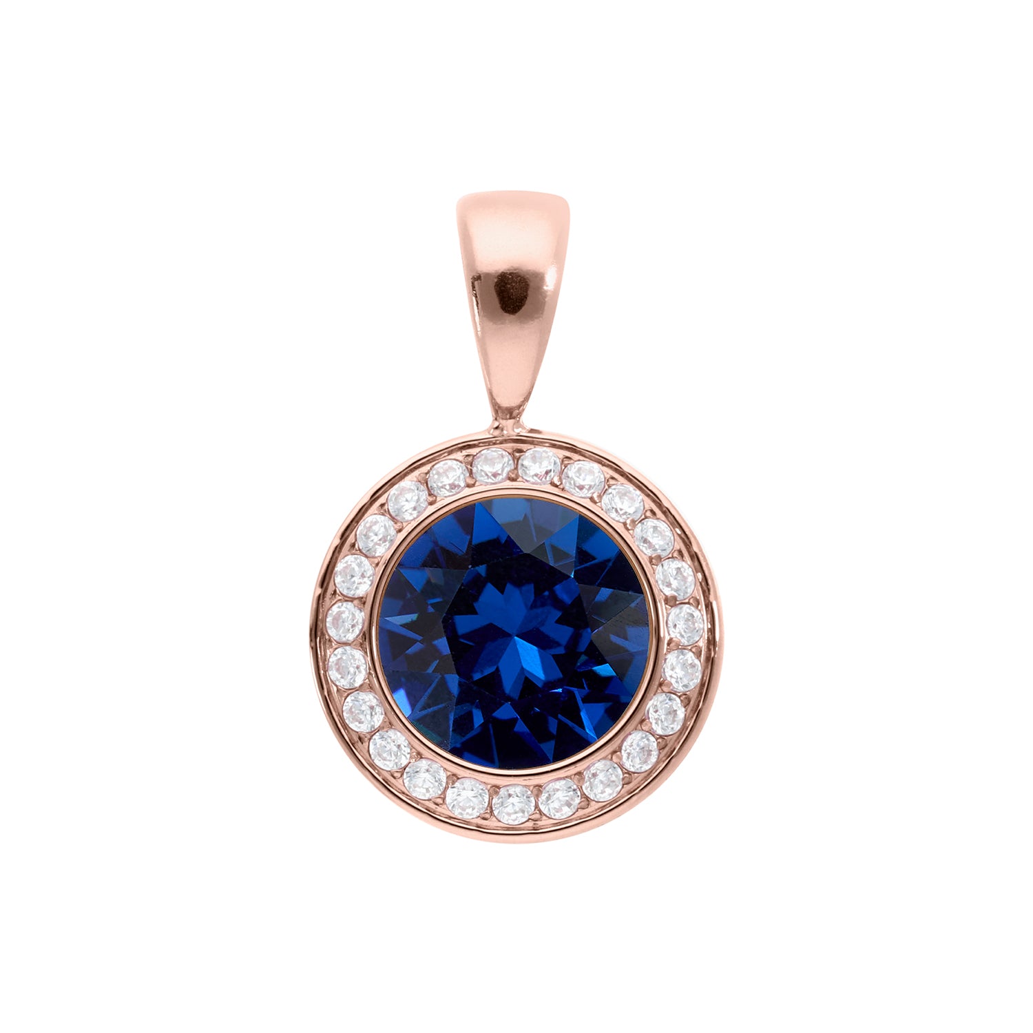 Tondo Deluxe Pendant 0.51" - Rose Gold ReCreated Dark Sapphire