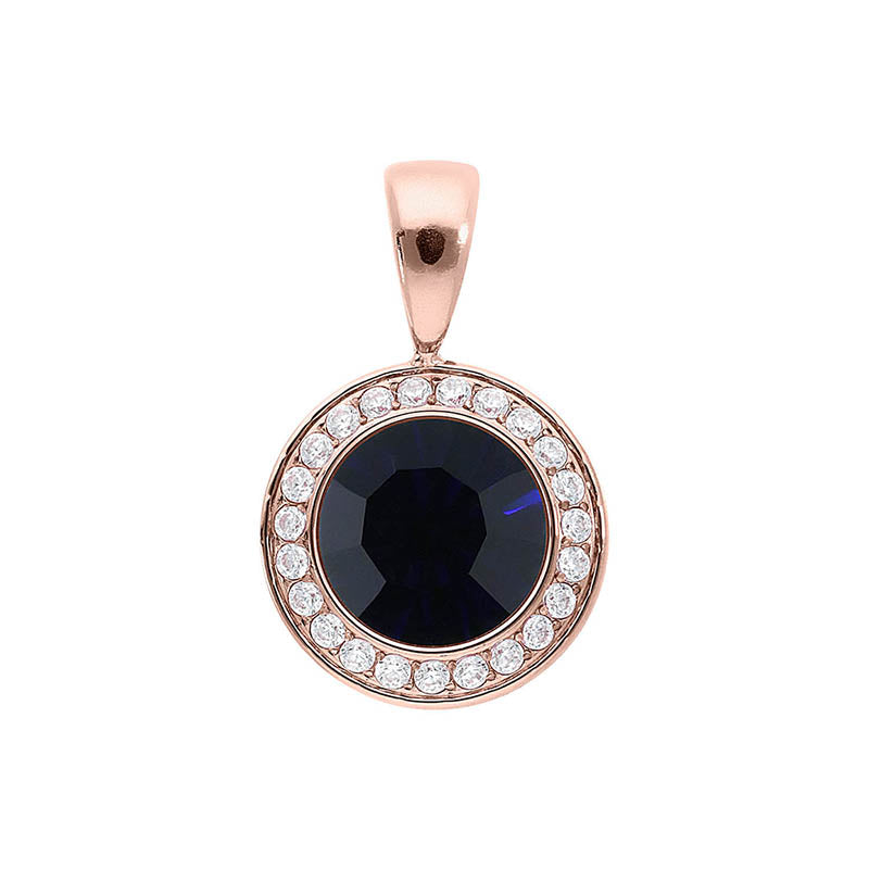 Tondo Deluxe Pendant 0.51" - Rose Gold Dark Indigo