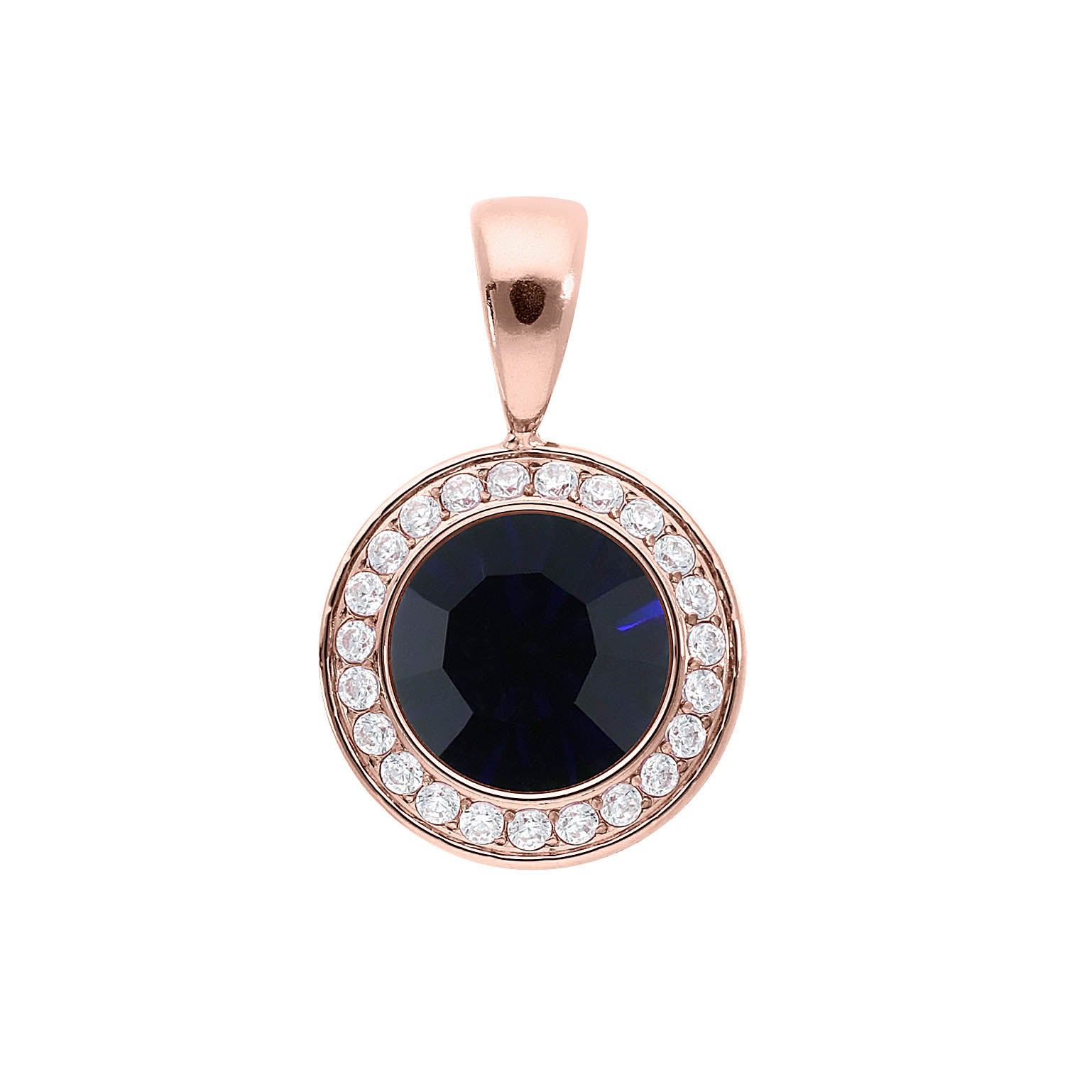 Tondo Deluxe Pendant 0.51" - Rose Gold Dark Indigo