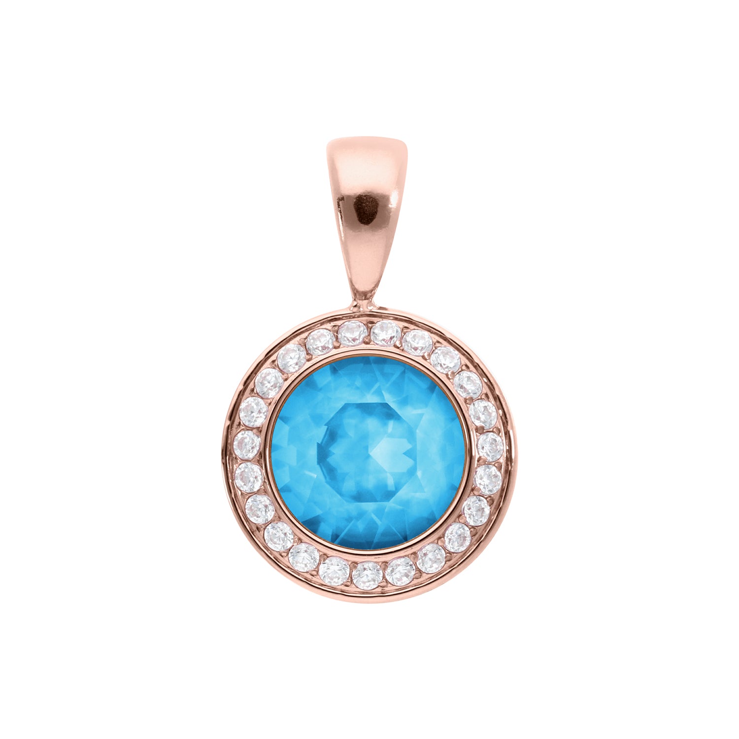 Tondo Deluxe Pendant 0.51" - Rose Gold Crystal Electric Blue Ignite