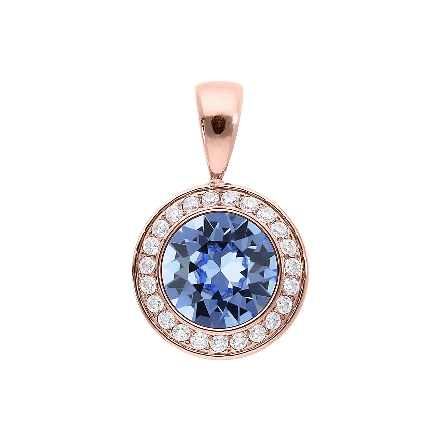 Tondo Deluxe Pendant 0.51" - Rose Gold light sapphire