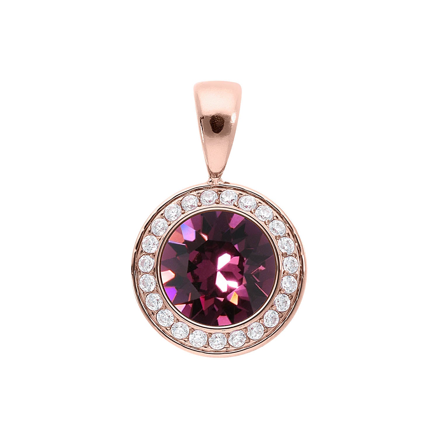 Tondo Deluxe Pendant 0.51" - Rose Gold amethyst