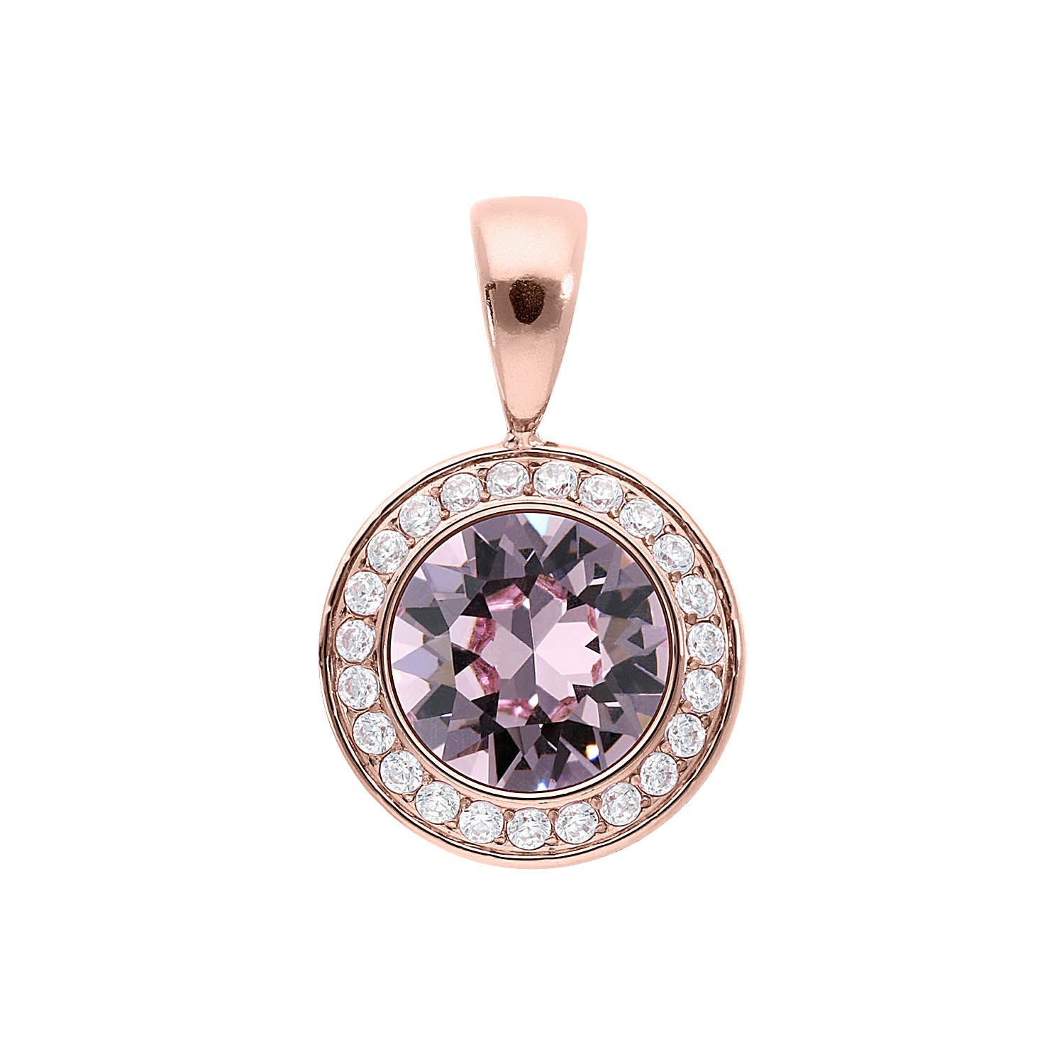 Tondo Deluxe Pendant 0.51" - Rose Gold light amethyst