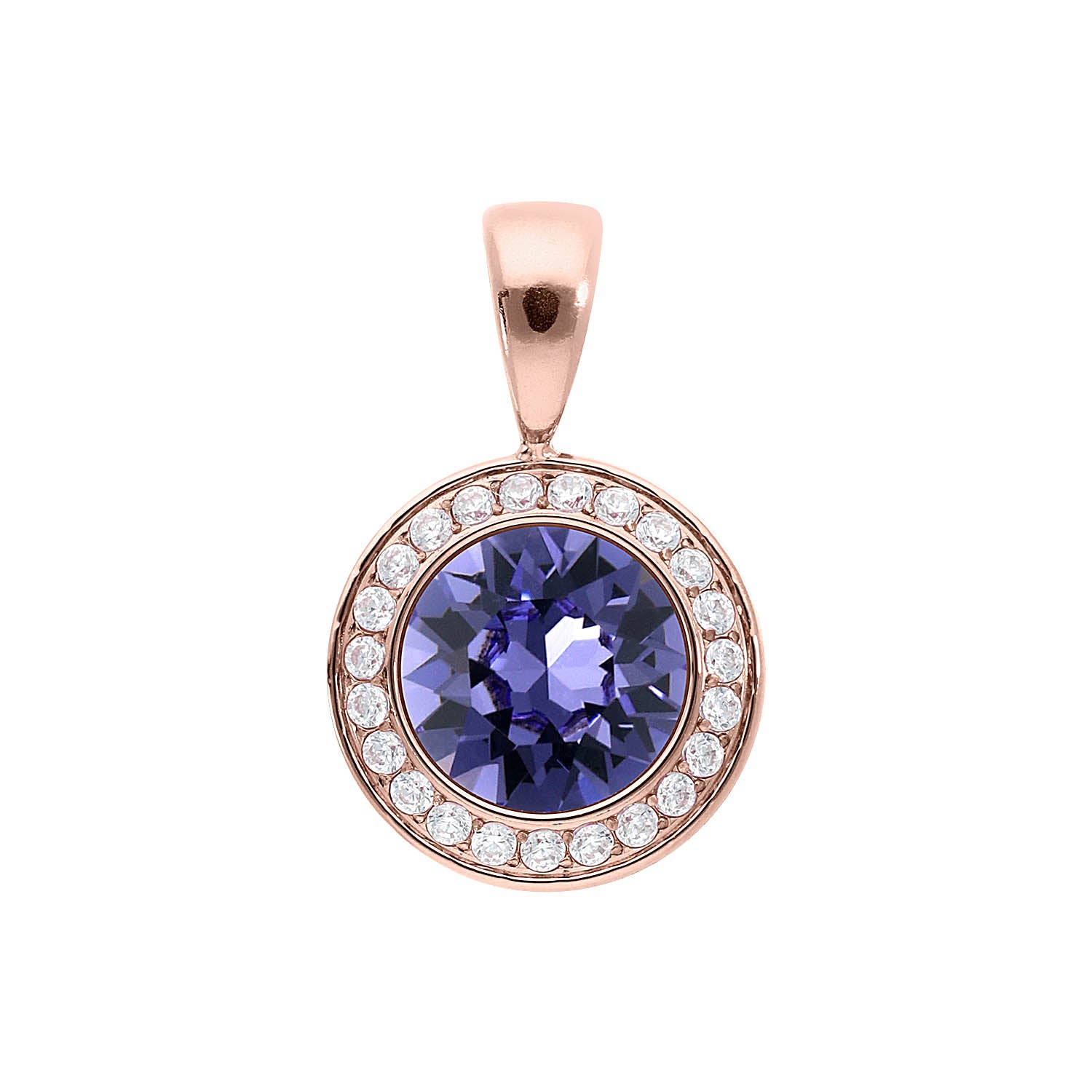 Tondo Deluxe Pendant 0.51" - Rose Gold tanzanite