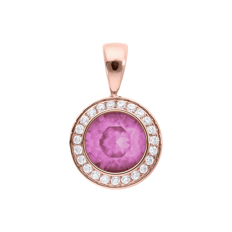 Tondo Deluxe Pendant 0.51" - Rose Gold Crystal Orchid Ignite