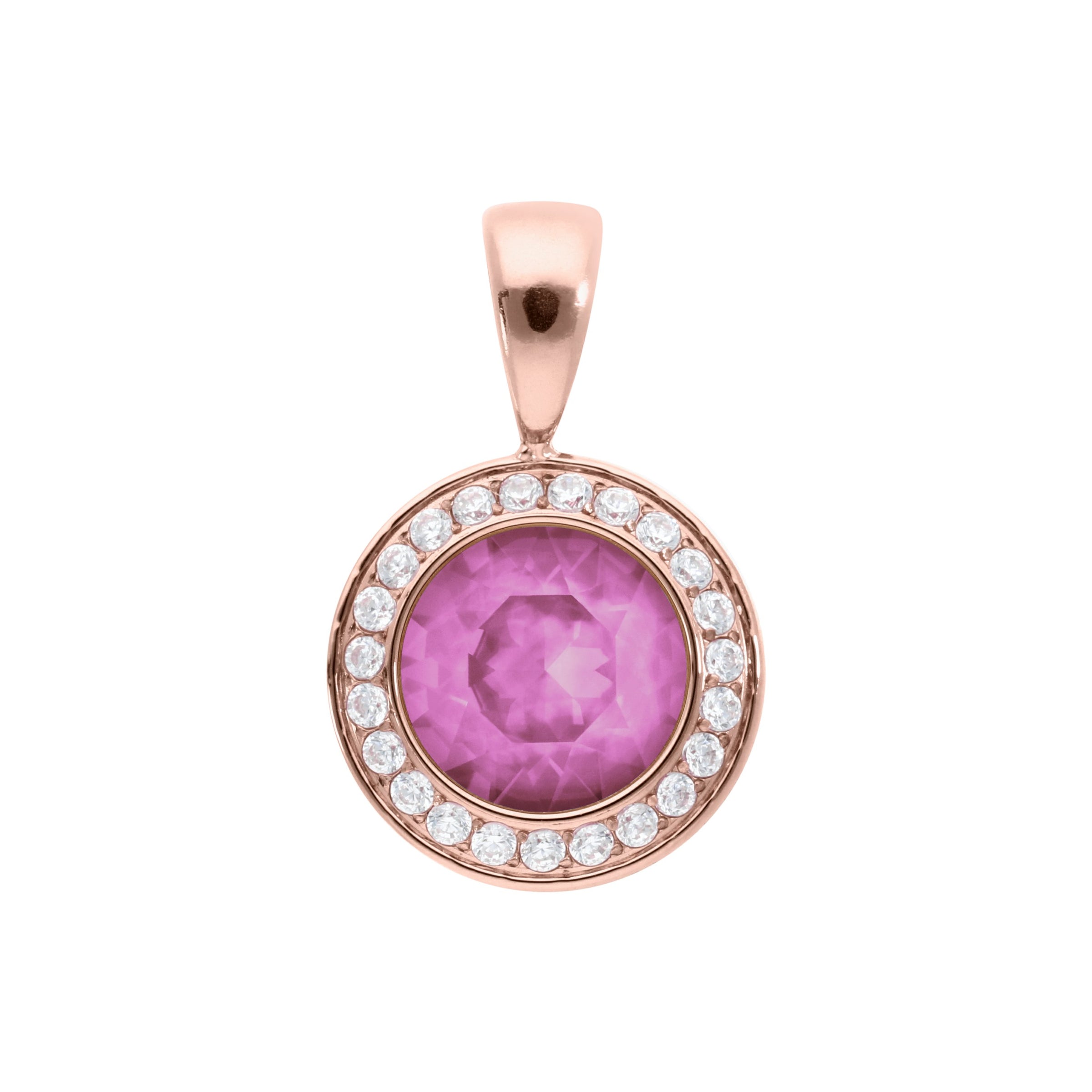 Tondo Deluxe Pendant 0.51" - Rose Gold Crystal Orchid Ignite