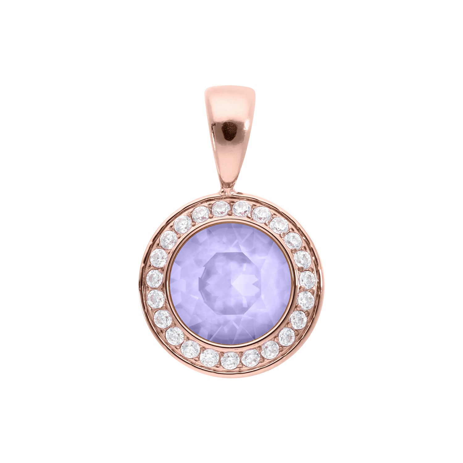 Tondo Deluxe Pendant 0.51" - Rose Gold Crystal Purple Ignite