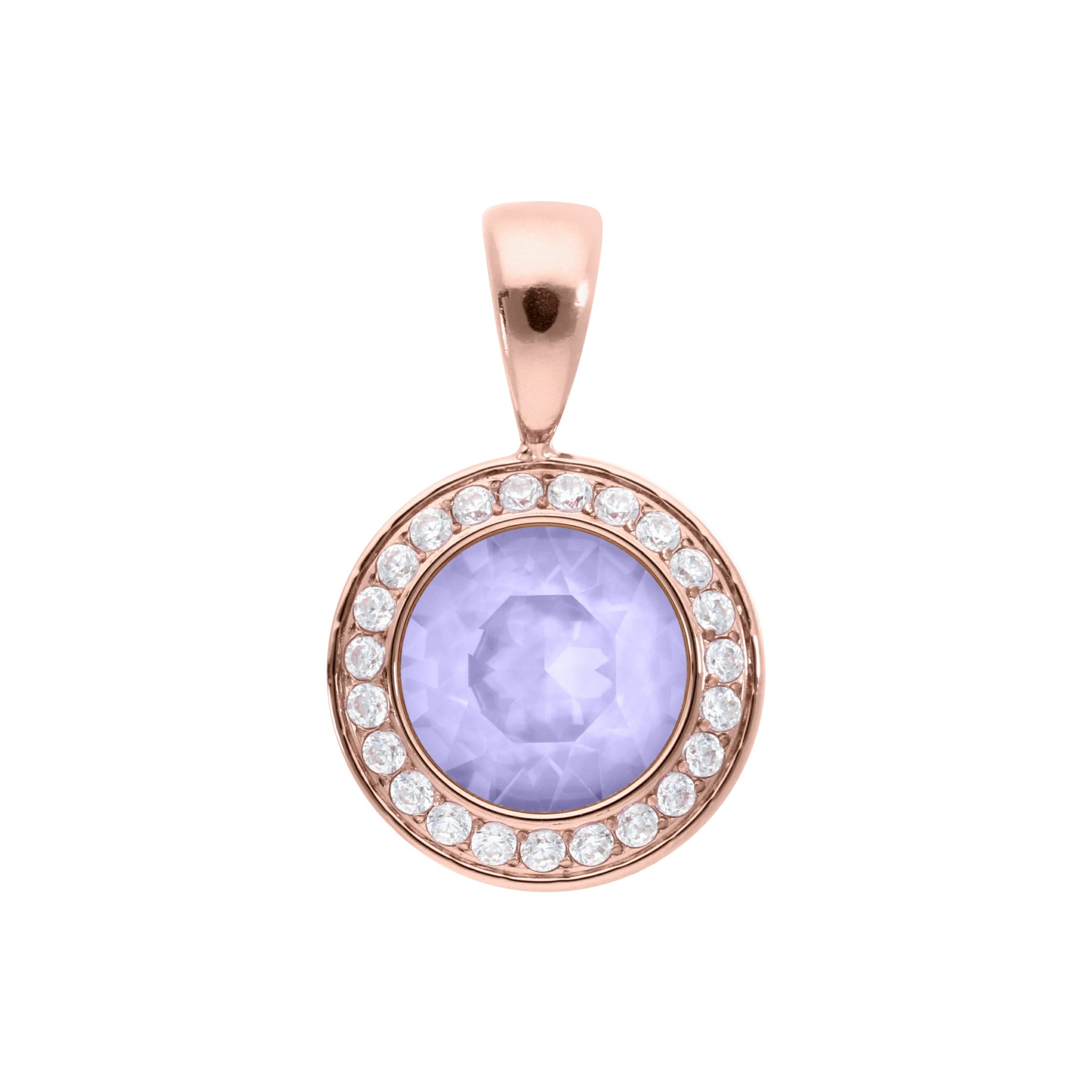 Tondo Deluxe Pendant 0.51" - Rose Gold Crystal Purple Ignite