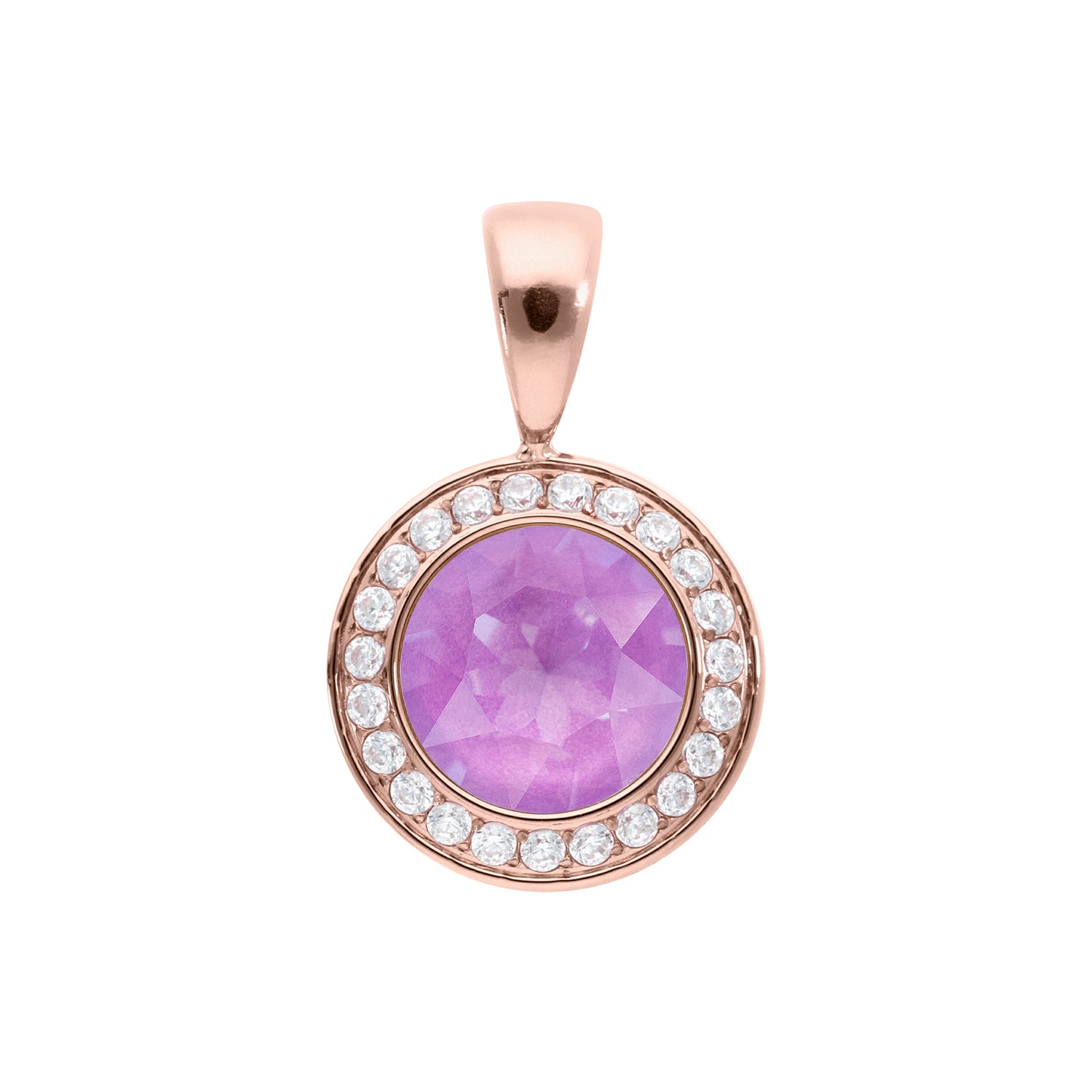 Tondo Deluxe Pendant 0.51" - Rose Gold Crystal Electric Violet Ignite