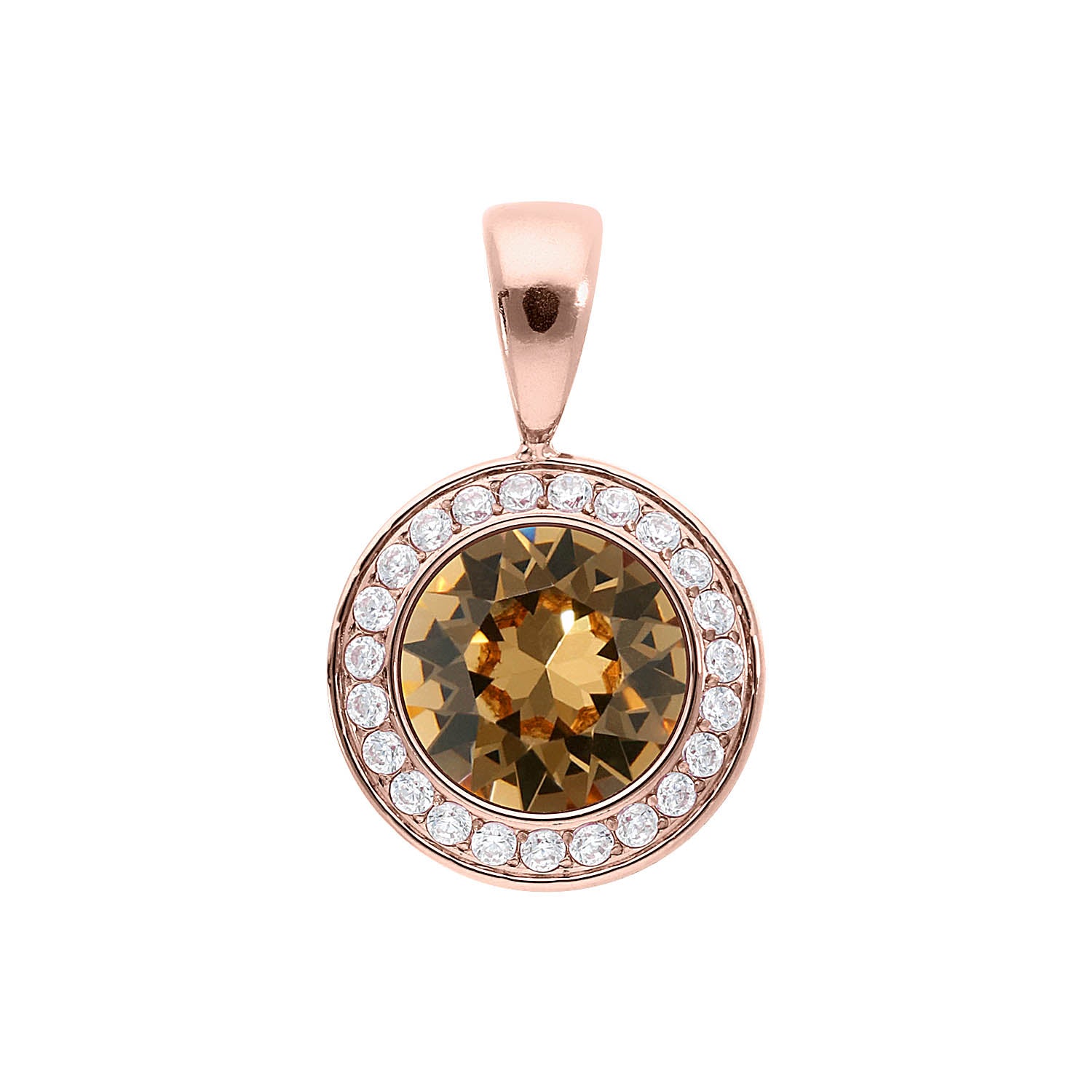 Tondo Deluxe Pendant 0.51" - Rose Gold light colorado topaz