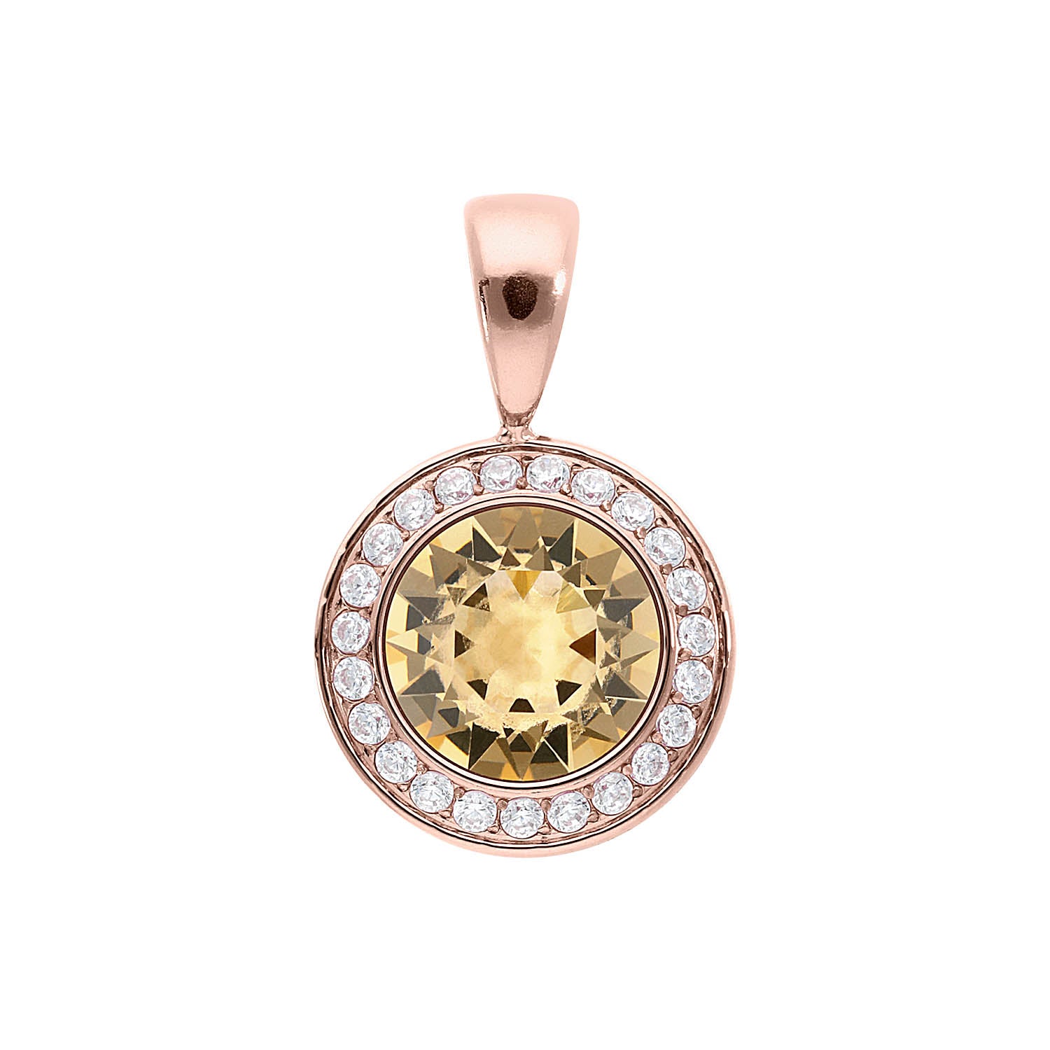 Tondo Deluxe Pendant 0.51" - Rose Gold light colorado topaz ignite