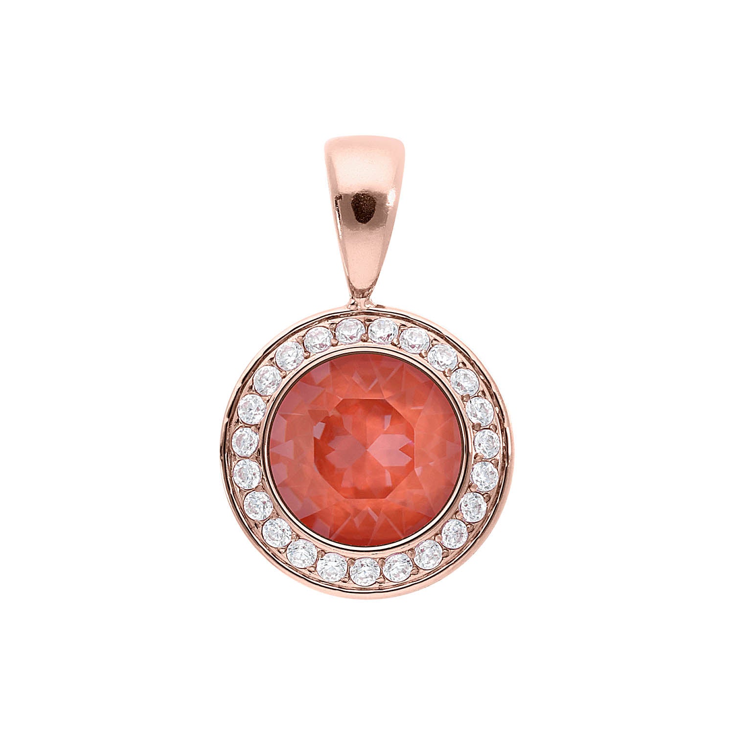 Tondo Deluxe Pendant 0.51" - Rose Gold crystal maroon ignite