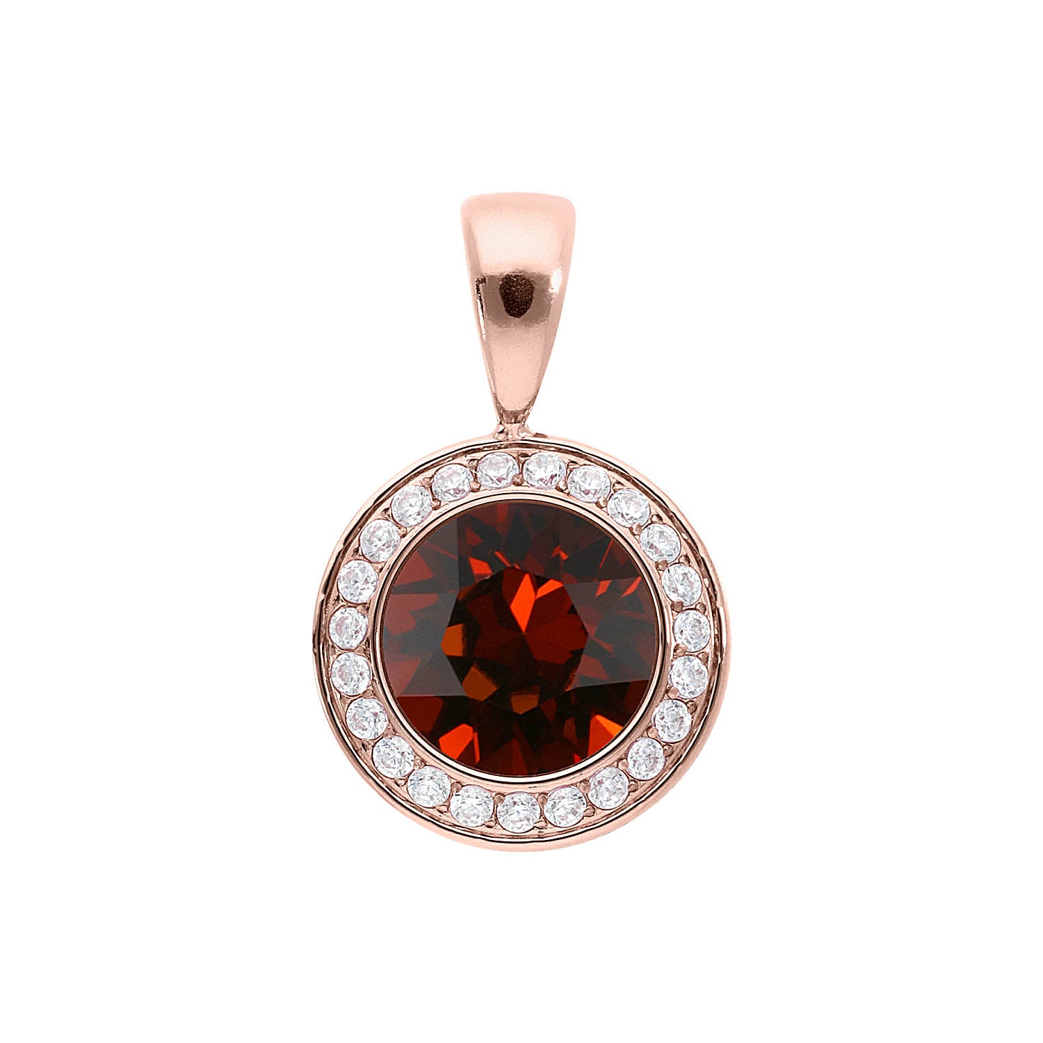 Tondo Deluxe Pendant 0.51" - Rose Gold smoked amber