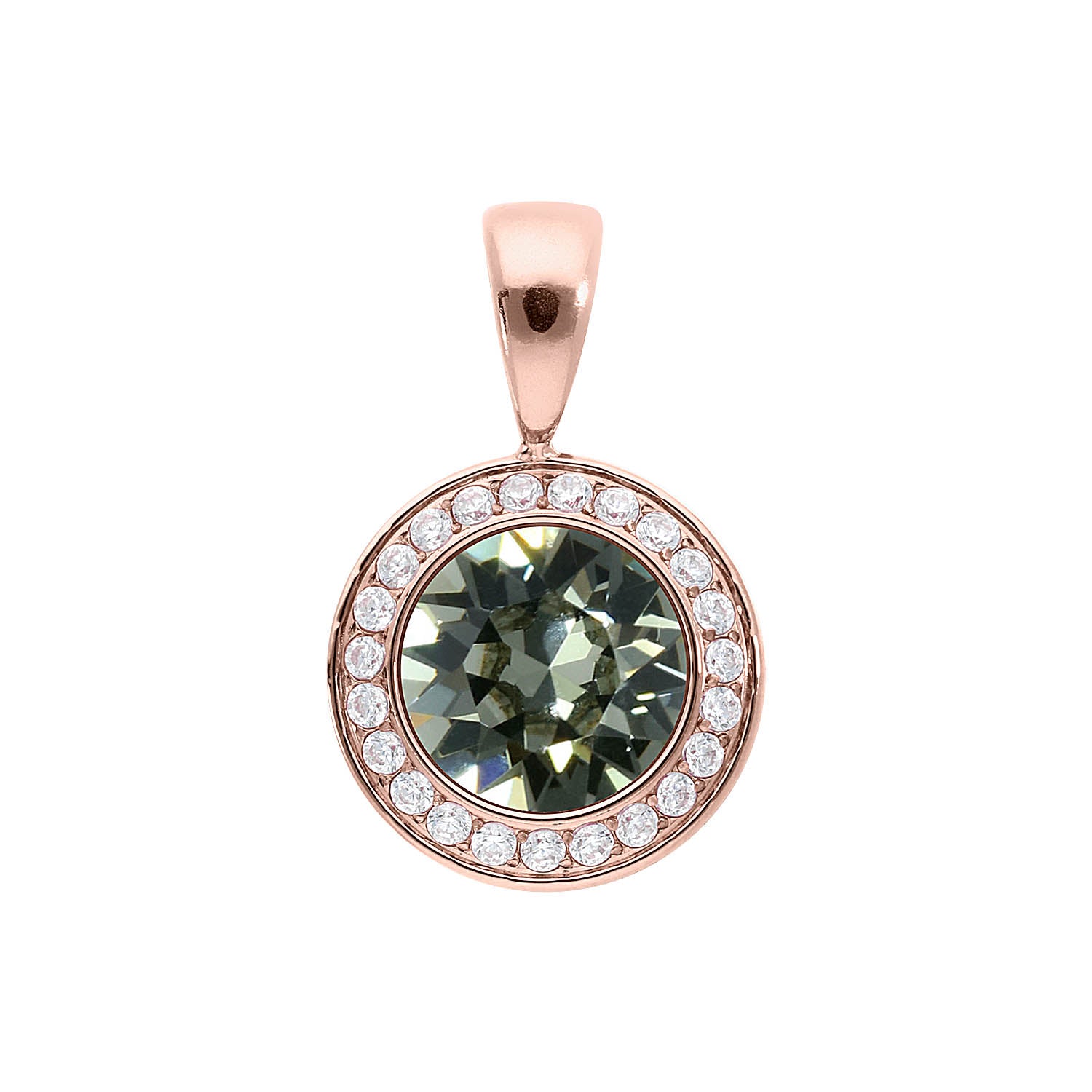 Tondo Deluxe Pendant 0.51" - Rose Gold black diamond
