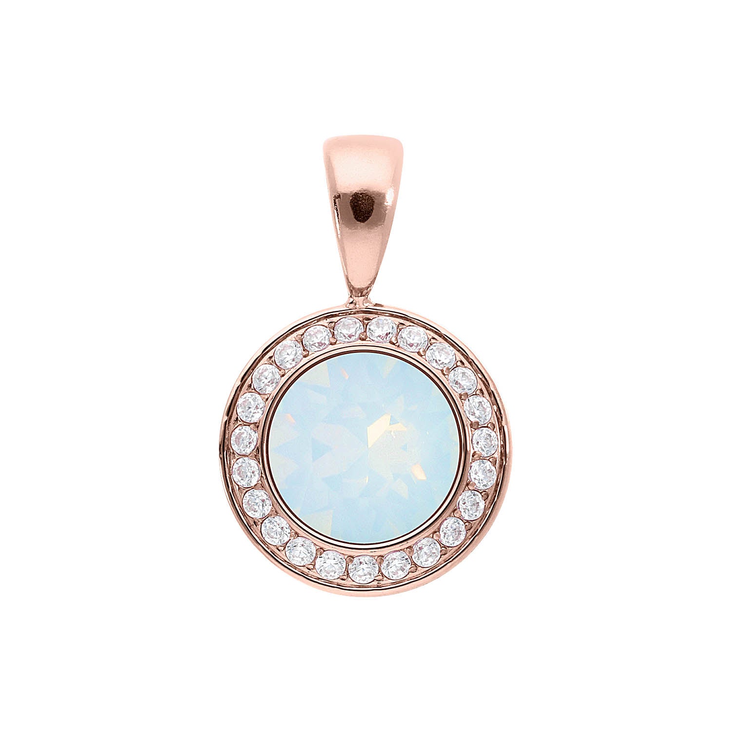 Tondo Deluxe Pendant 0.51" - Rose Gold white opal