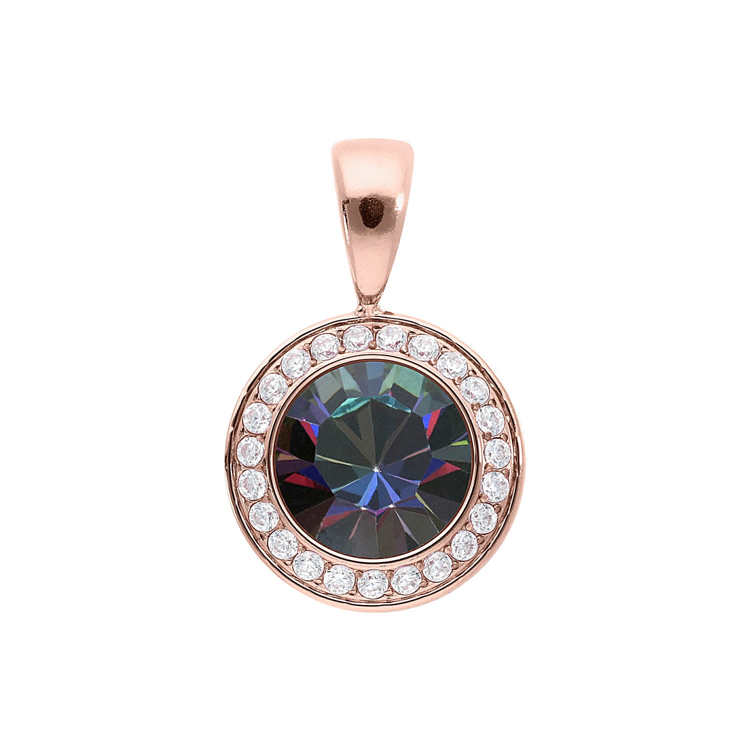 Tondo Deluxe Pendant 0.51" - Rose Gold Crystal Vitrail Medium