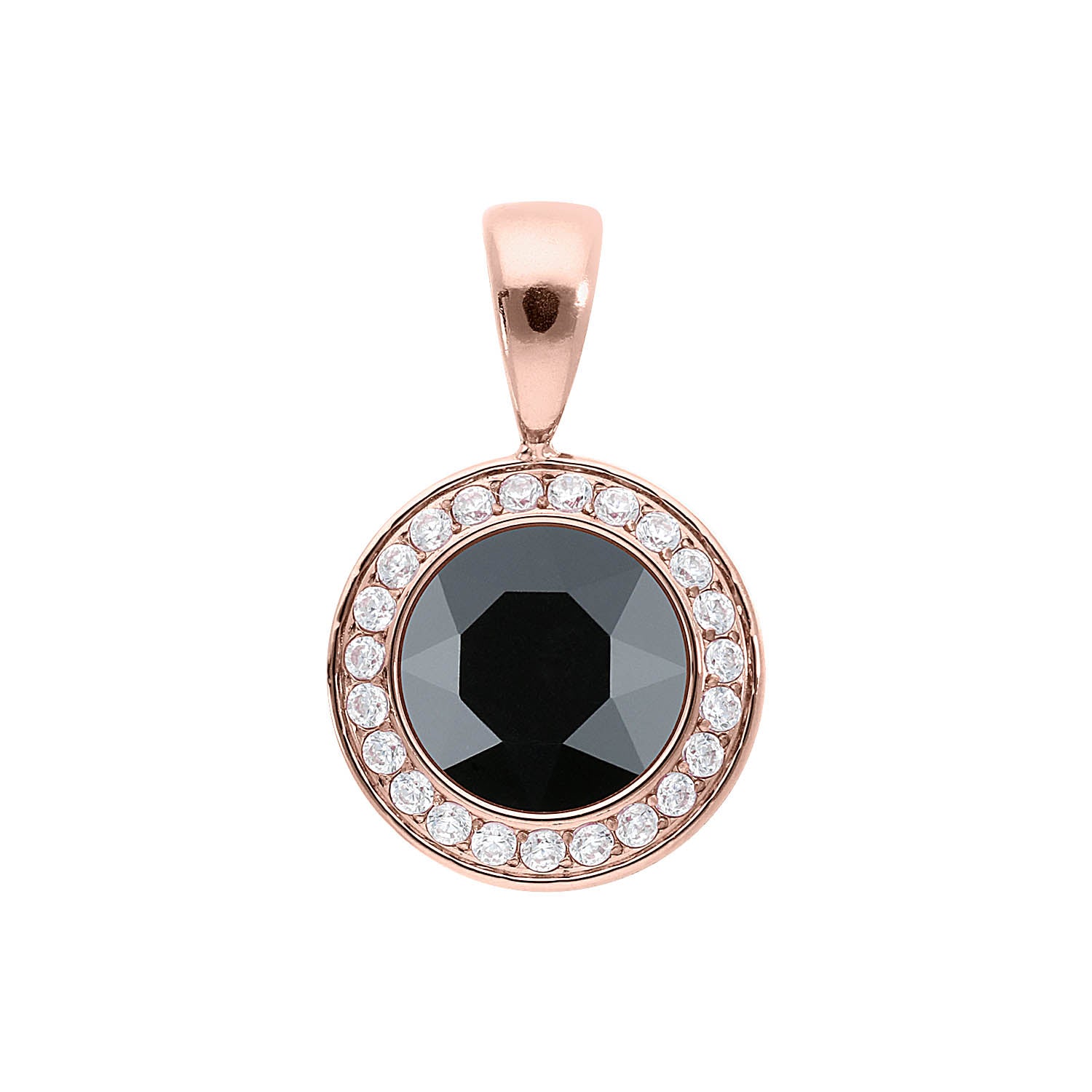Tondo Deluxe Pendant 0.51" - Rose Gold jet hematite
