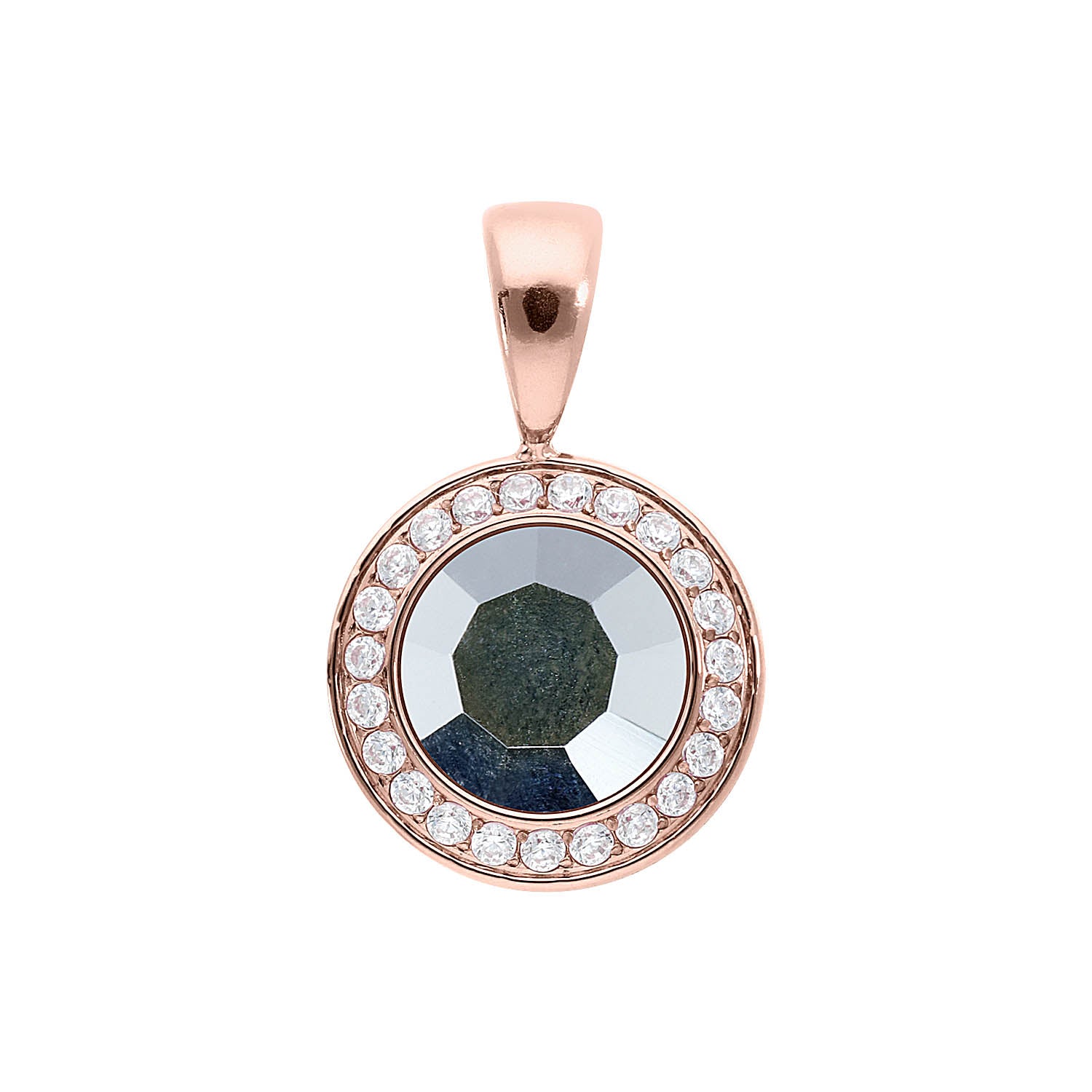 Tondo Deluxe Pendant 0.51" - Rose Gold crystal labrador