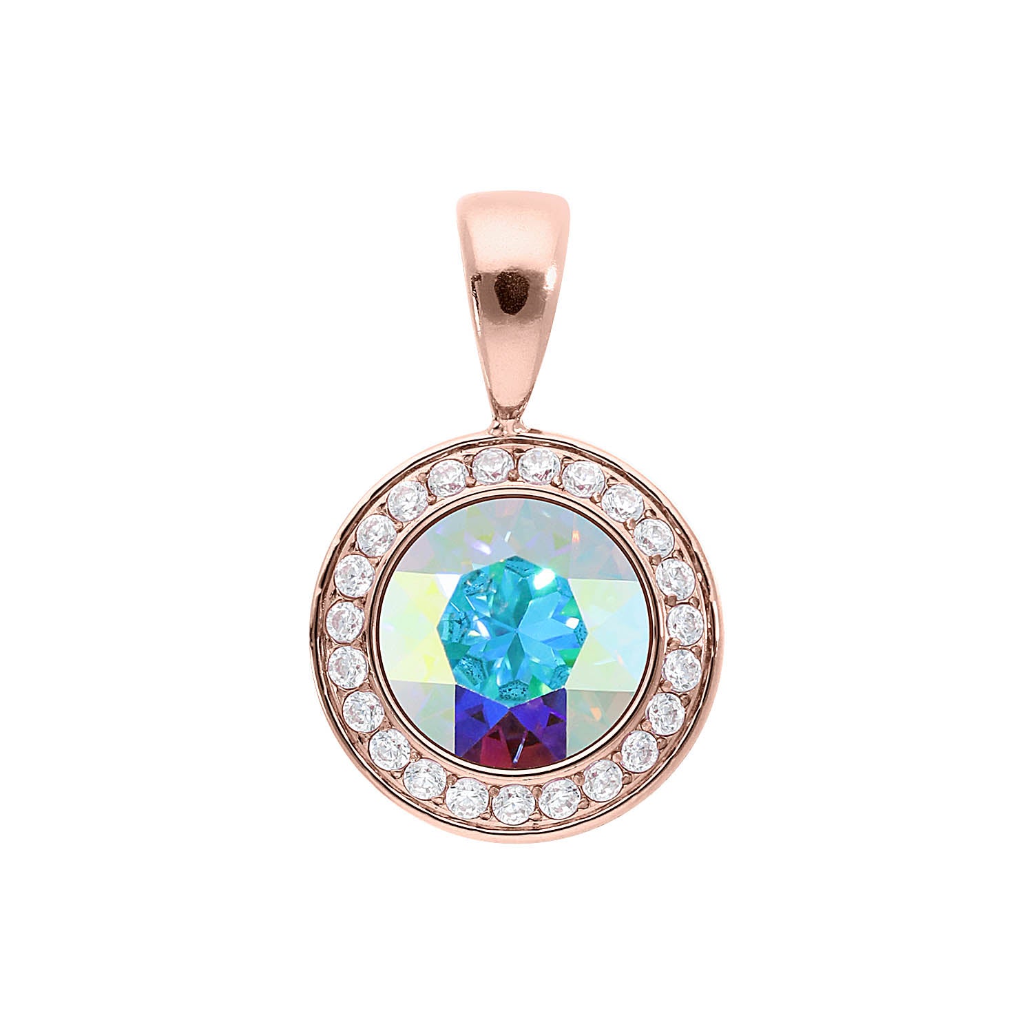 Tondo Deluxe Pendant 0.51" - Rose Gold crystal aurora boreale